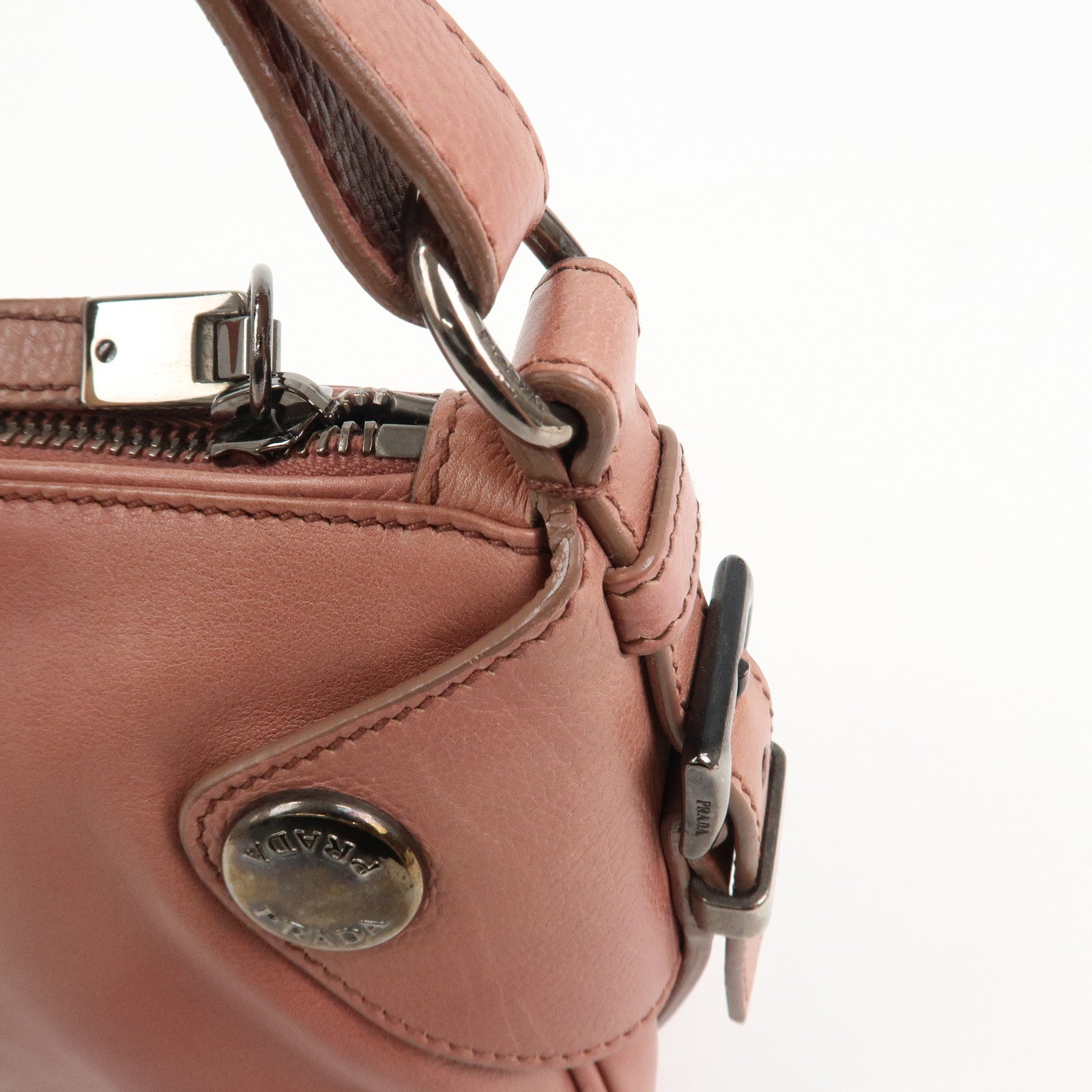 PRADA Leather Shoulder Bag Hand Bag Pink