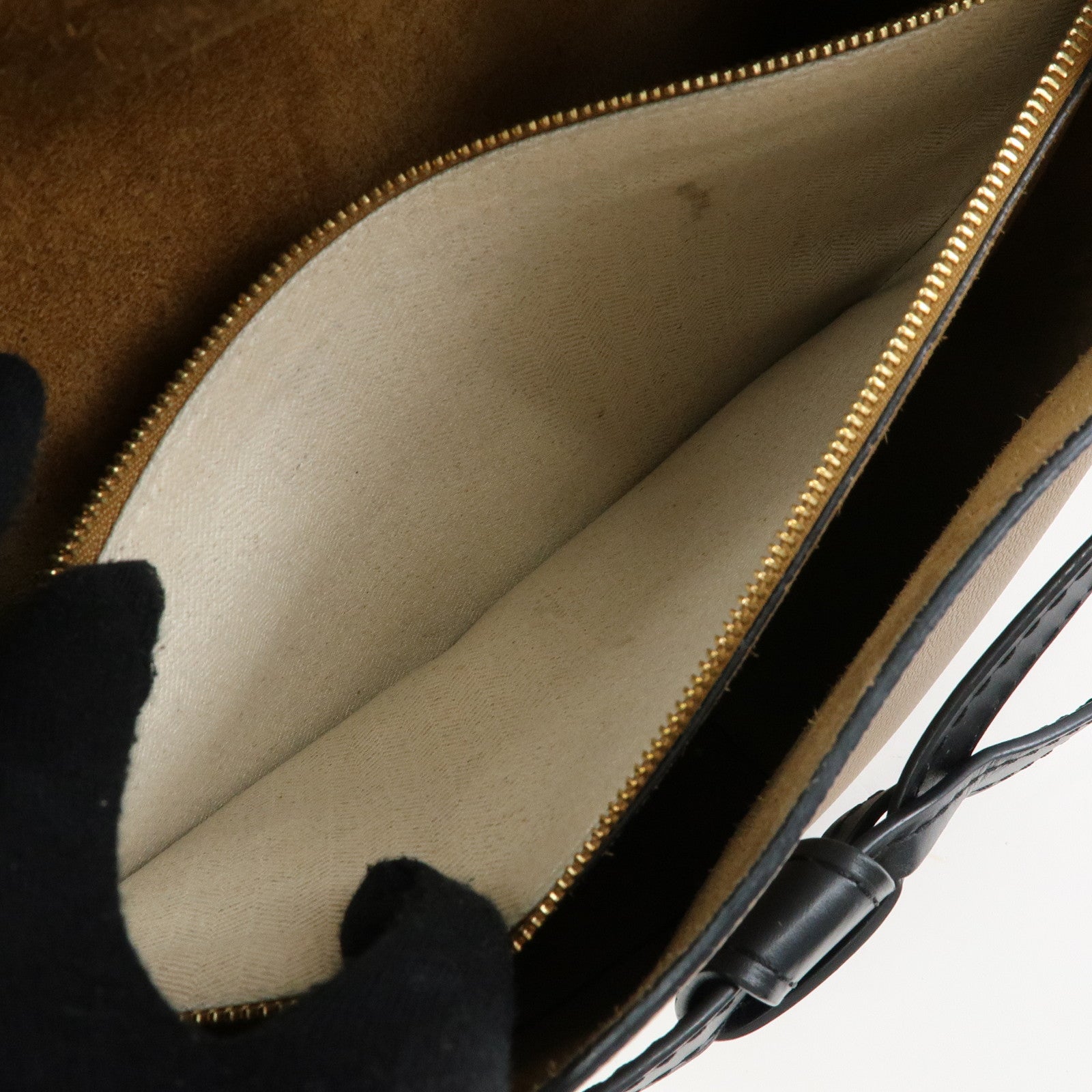 LOEWE Calf Leather Shoulder Bag Gate Bag Medium Beige Black