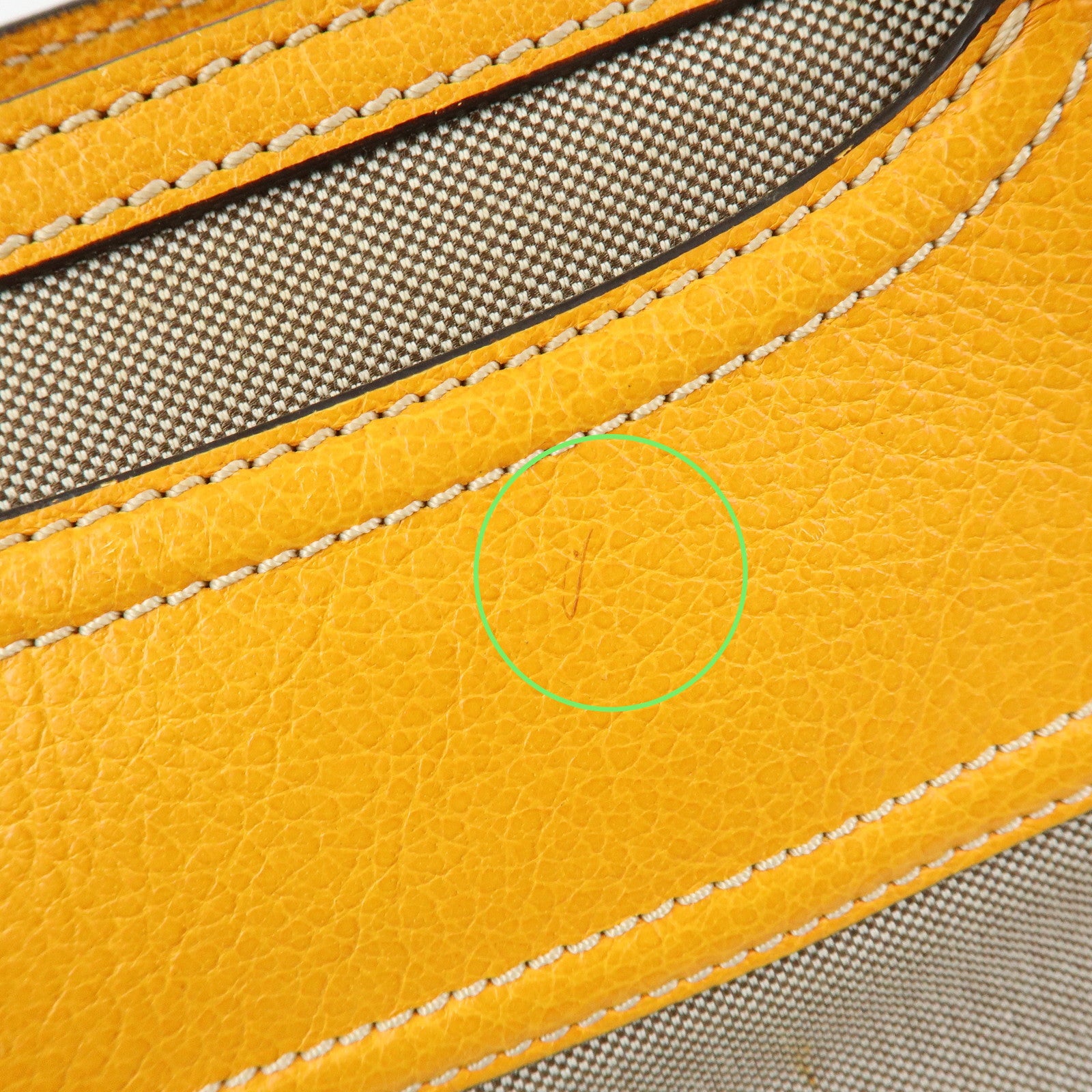 CELINE Leather Canvas Boogie Bag Hand Bag Yellow Gray