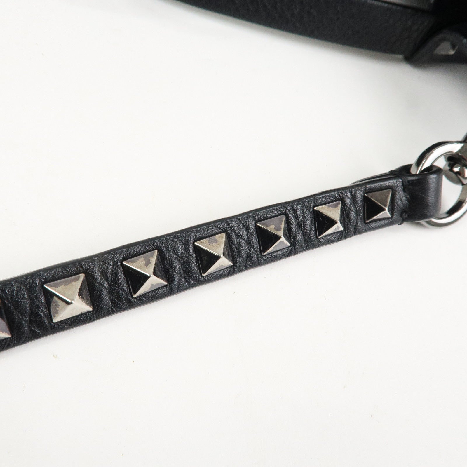 VALENTINO Rock Studs Grained Calf Leather 2Way Bag Hand Bag Black