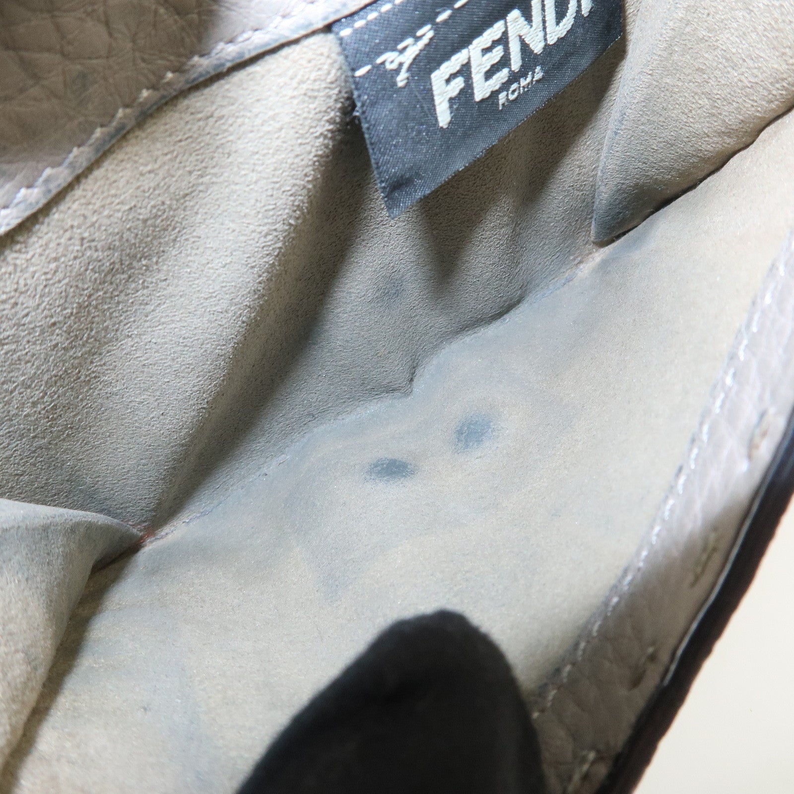 FENDI Logo Leather Compact Wallet Greige