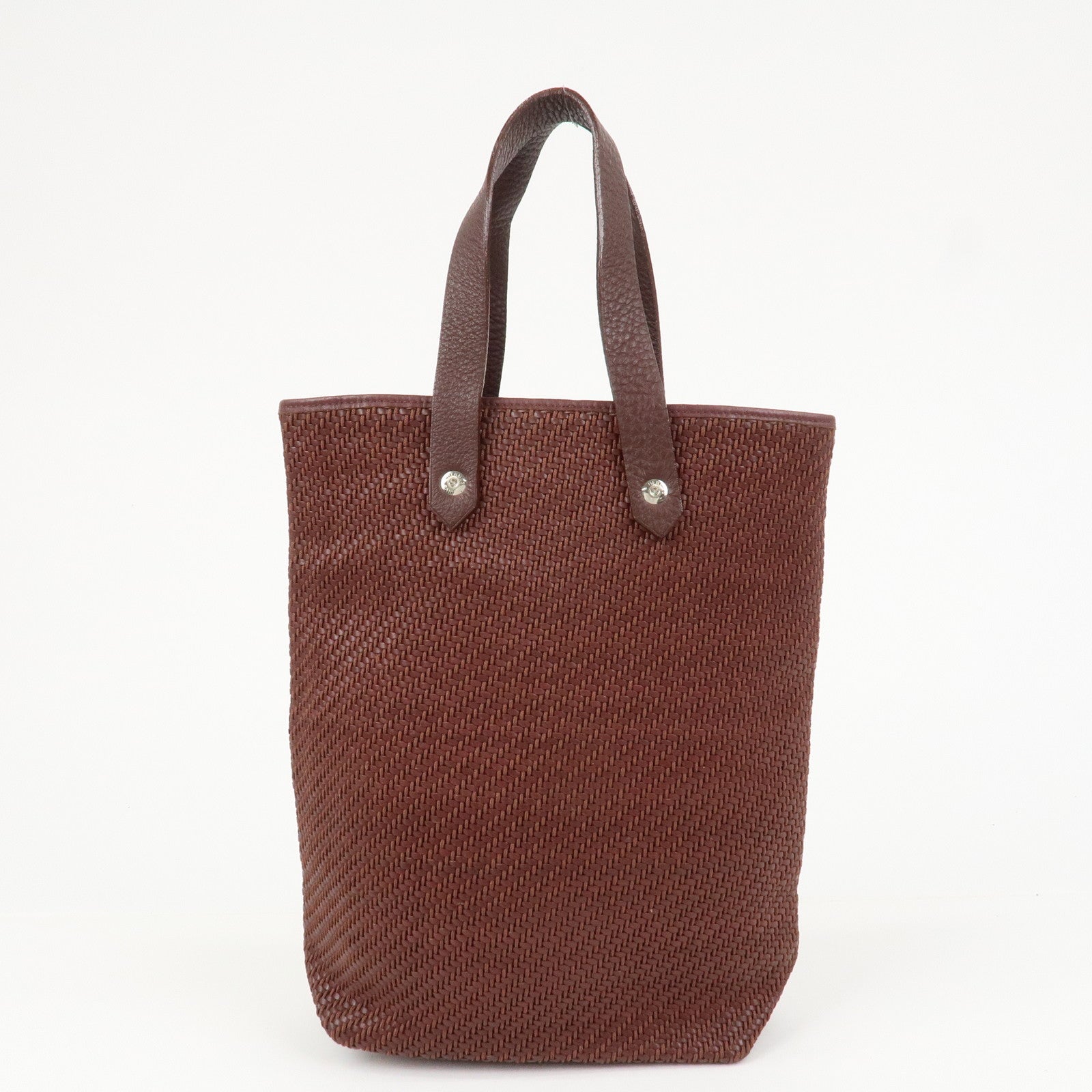 HERMES Amedaba PM Diago Leather Tote Bag Hand Bag Brown
