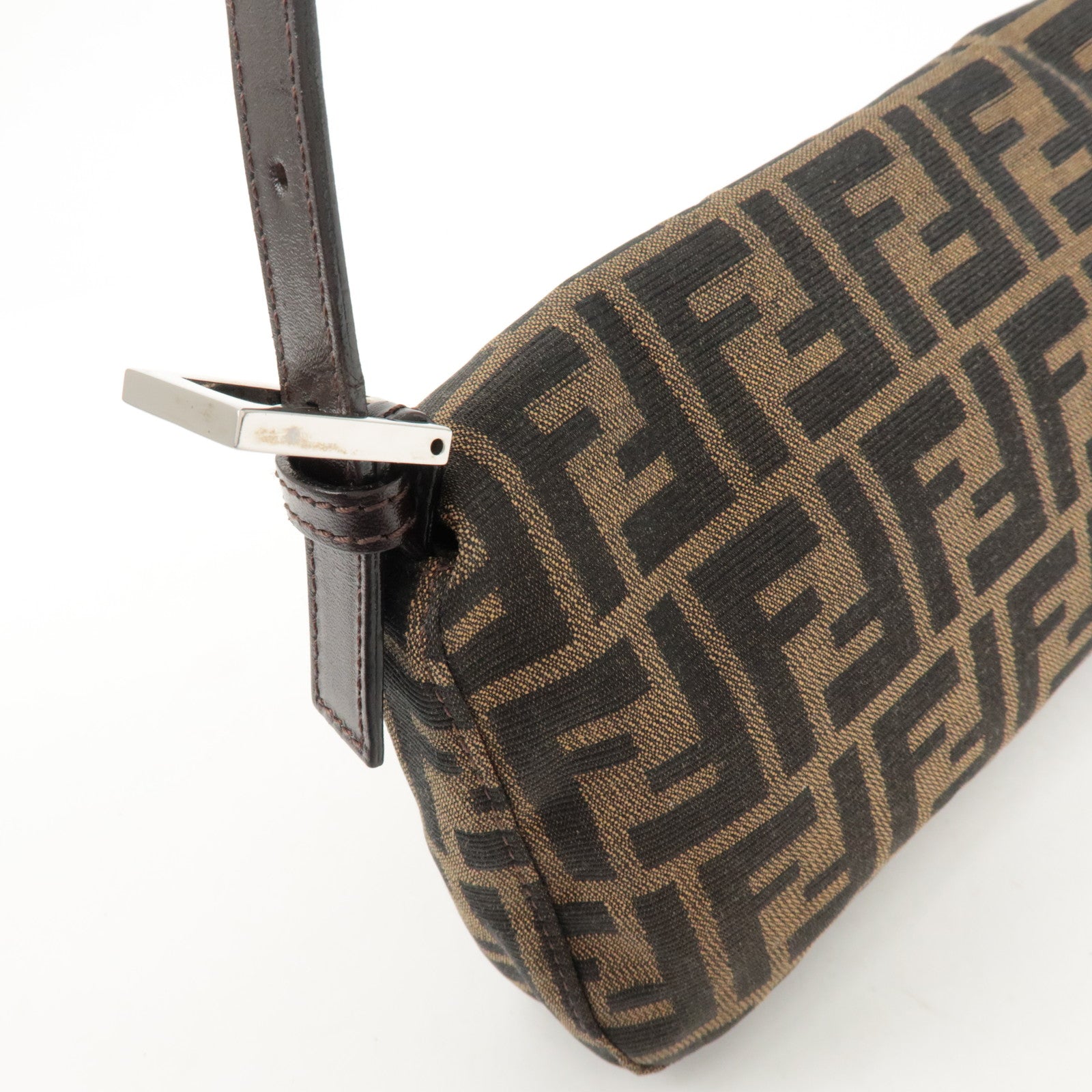 FENDI Mamma Baguette Zucca Canvas Leather Shoulder Bag 26424 Used