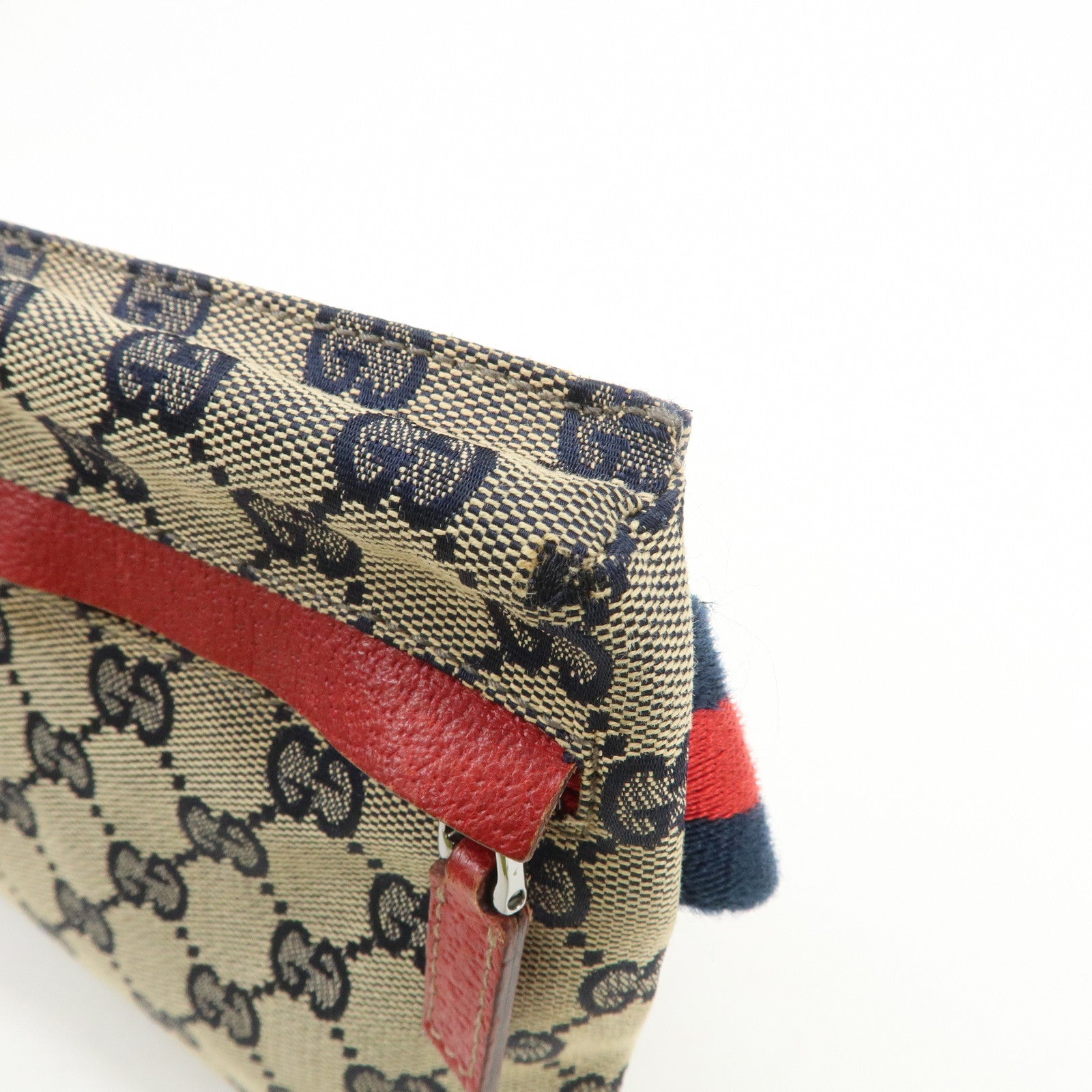 GUCCI Sherry GG Canvas Waist Bag Crossbody Bag Beige Red 28566