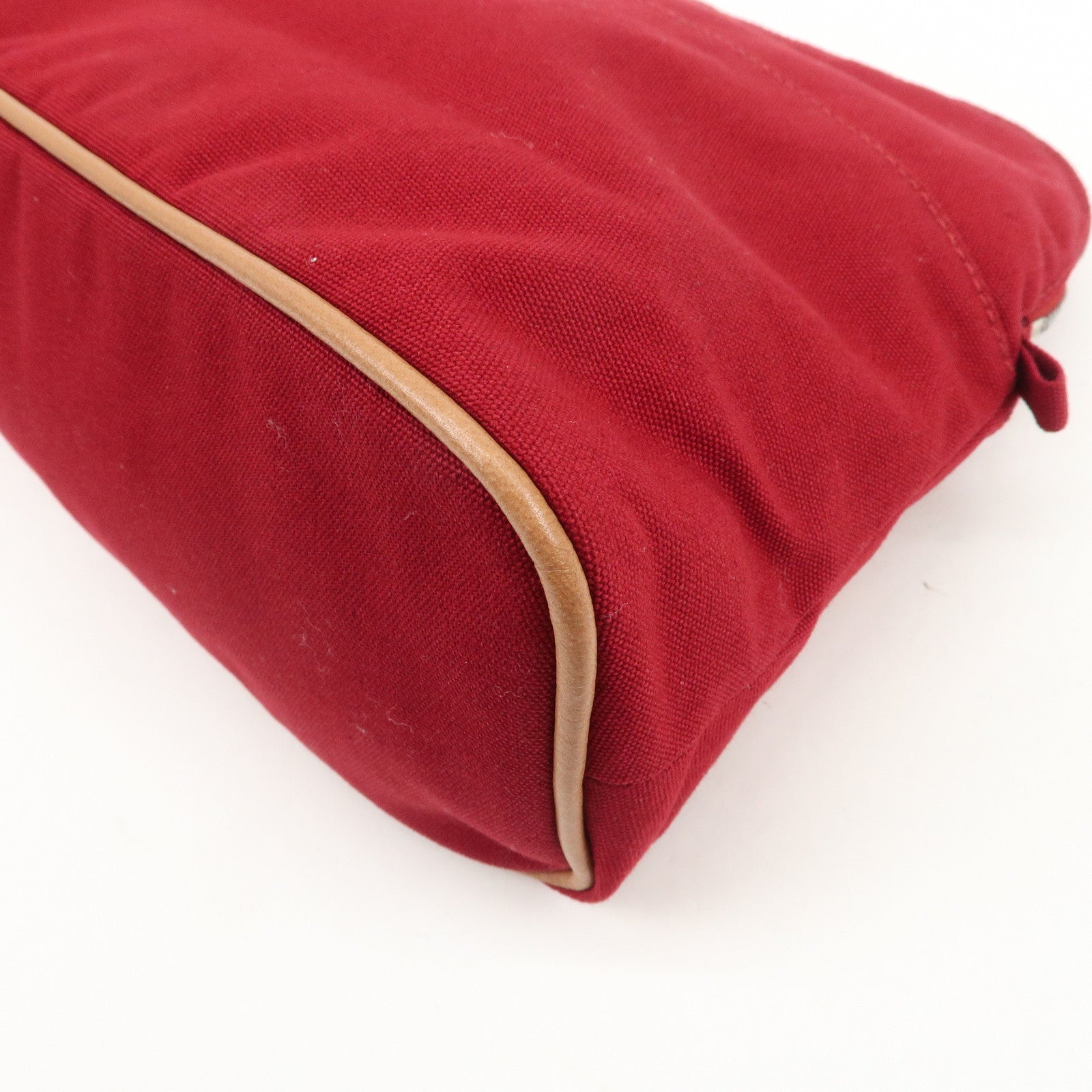 HERMES Canvas Bolide Pouch GM Cosmetic Pouch Makeup Bag Wine Red