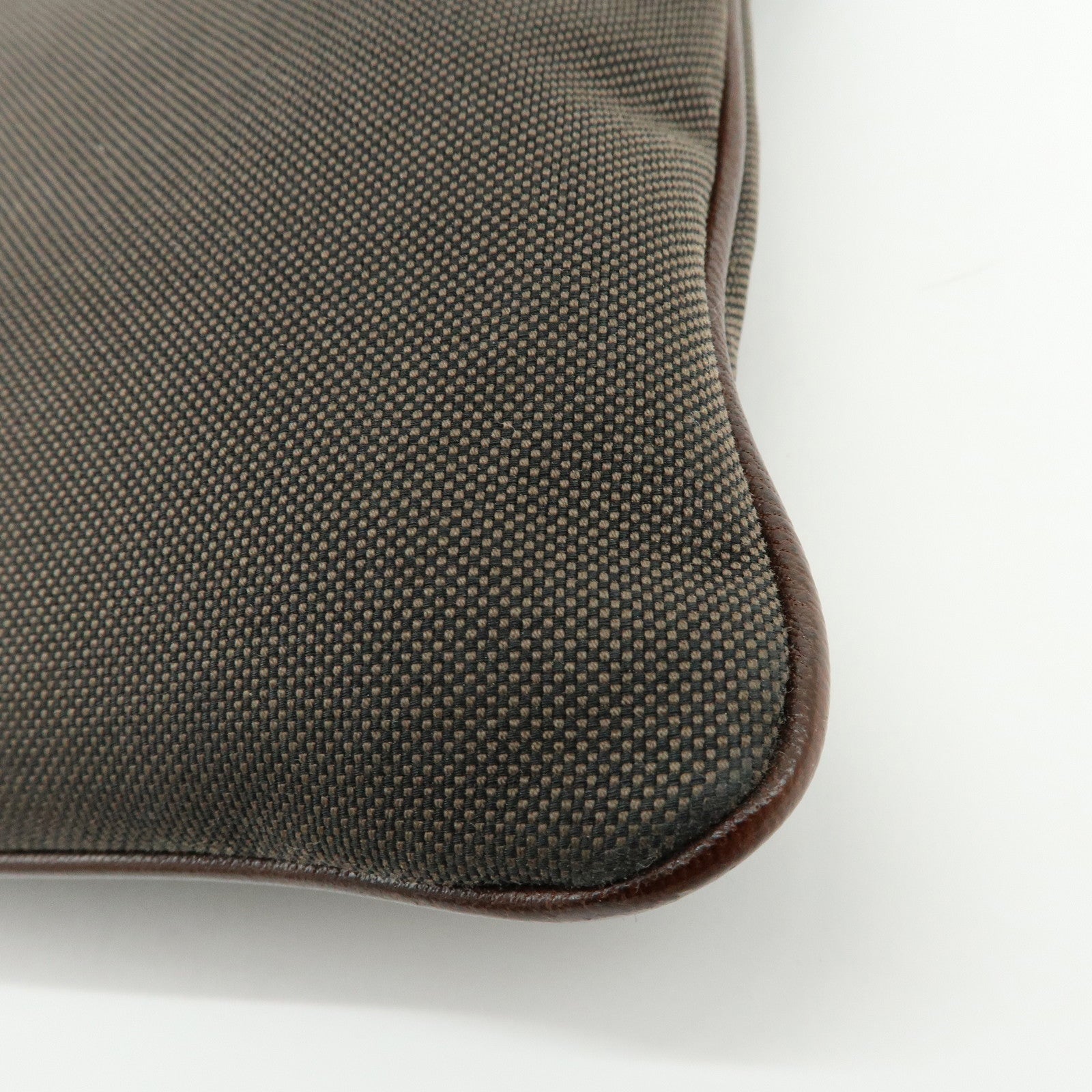 PRADA Logo Jacquard Leather Shoulder Bag Crossbody Bag Brown