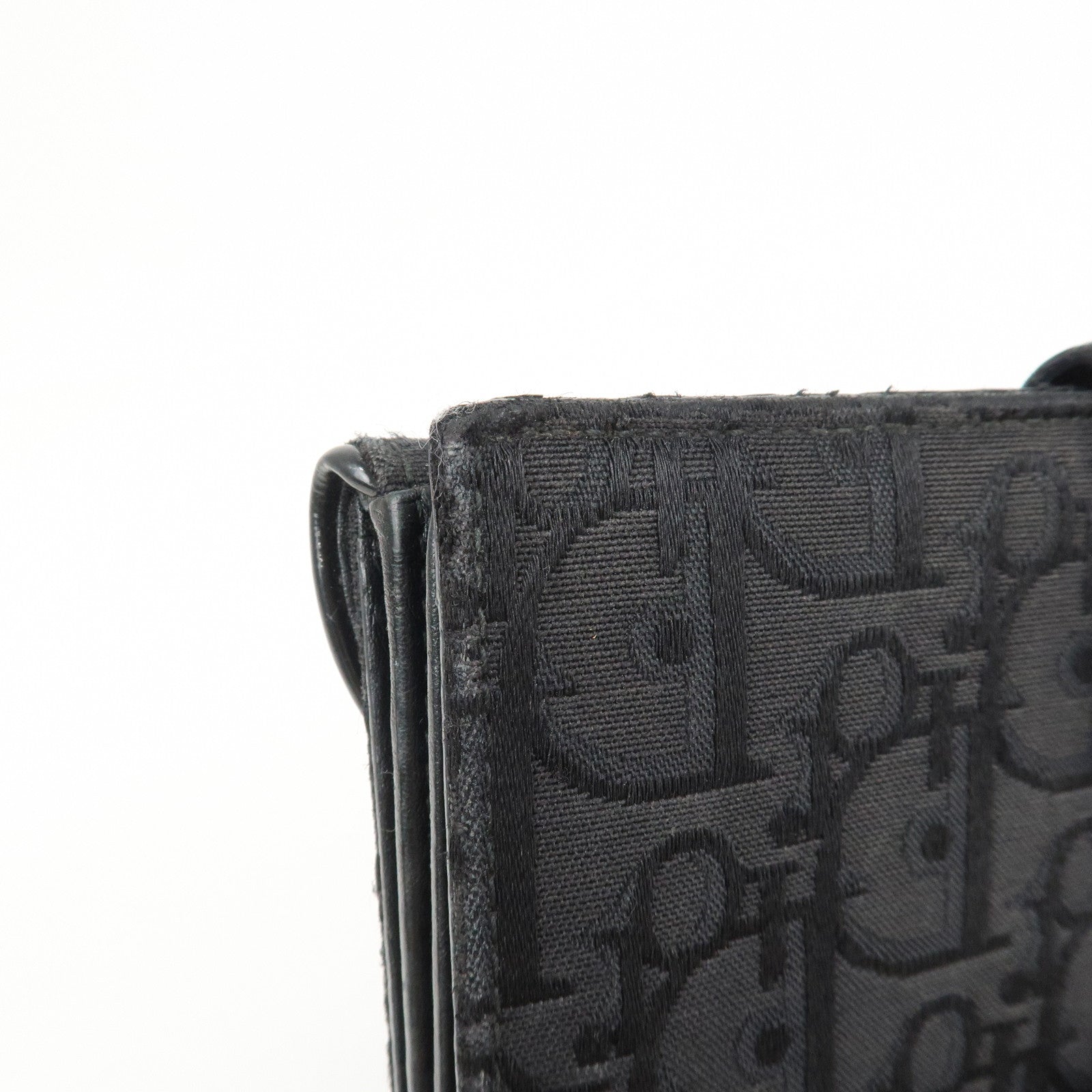 Christian Dior Trotter Canvas Patent Leather Saddle Wallet Black