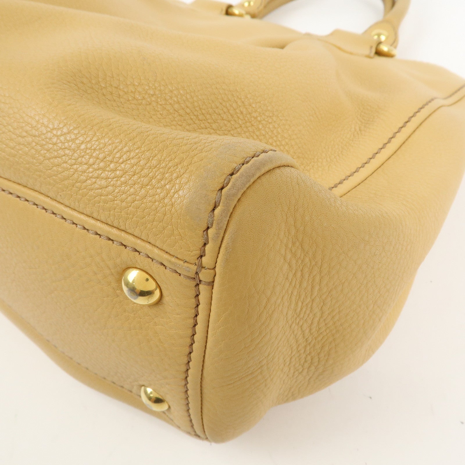 MIU MIU Leather 2Way Shoulder Bag Hand Bag Beige RN0620