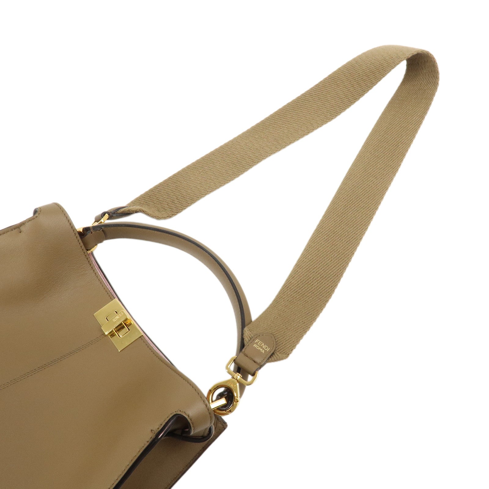 FENDI Peekaboo X Lite Leather 2Way Bag Shoulder Bag Brown 8BN310