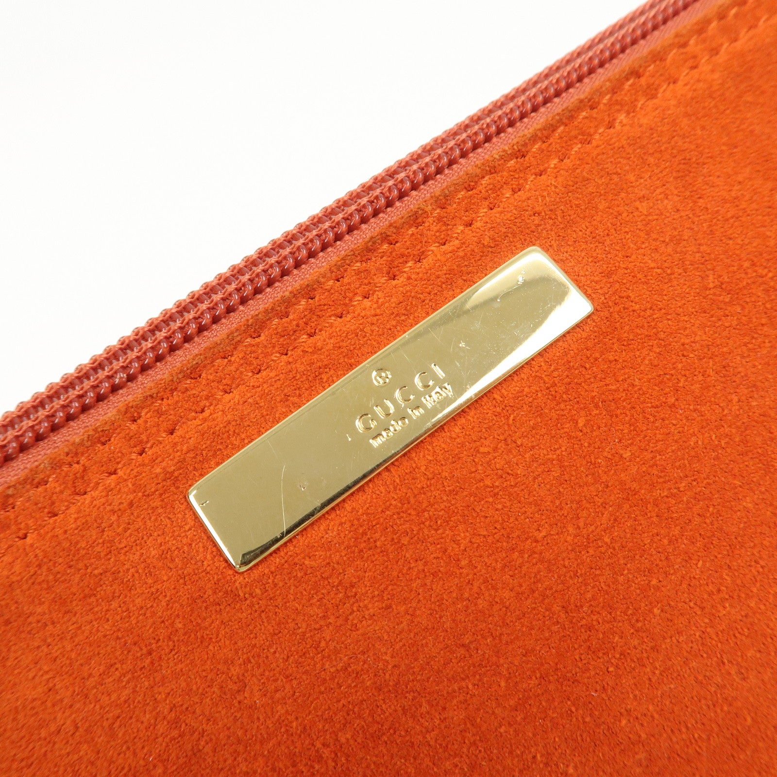 GUCCI Suede Leather Accessory Pouch Hand Bag Orange 039.1103