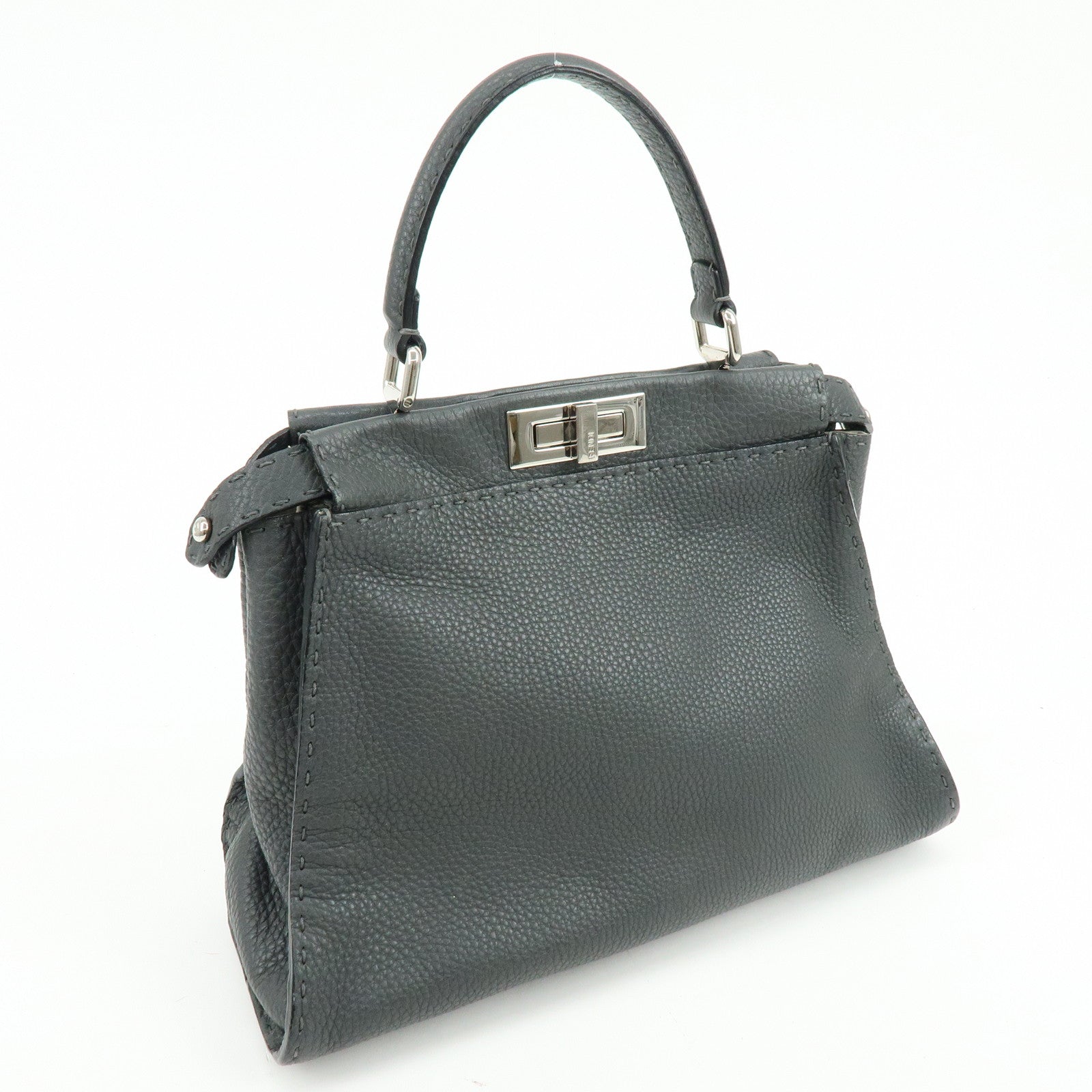 FENDI Selleria Peekaboo Calf Leather 2Way Shoulder Hand Bag 8BN226