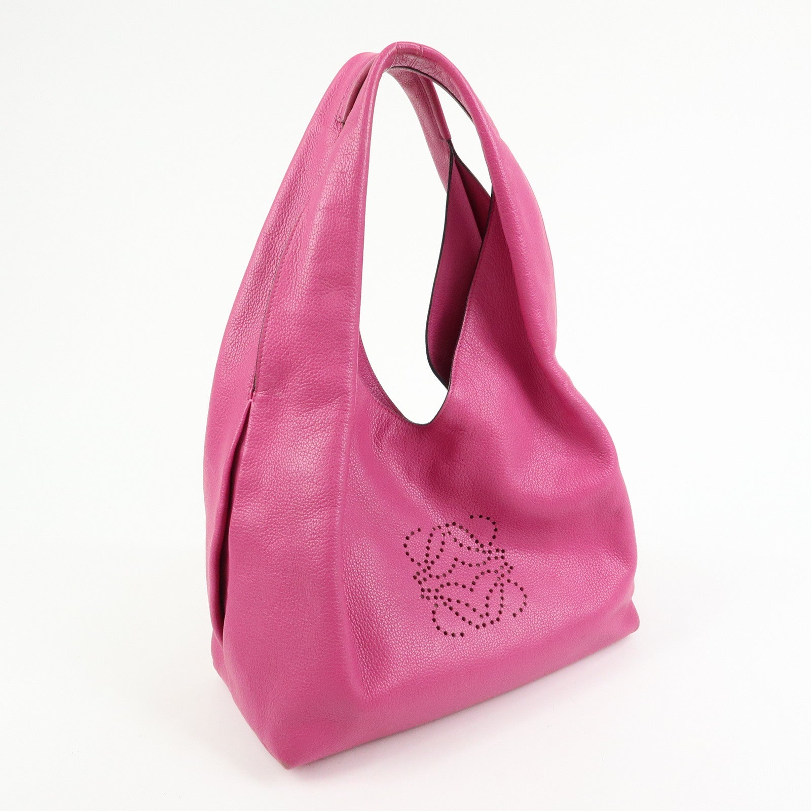 LOEWE Anagram Leather Shoulder Bag Hobo Bag Tote Bag Pink