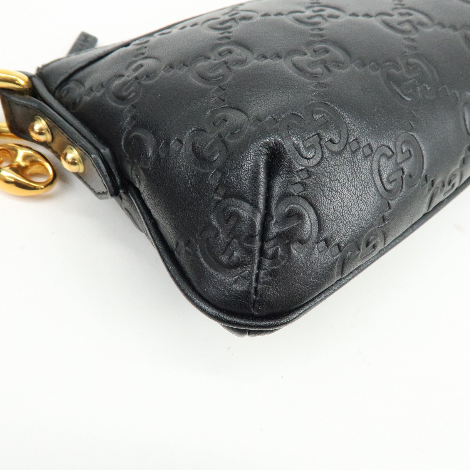 GUCCI Bamboo Guccissima Leather Clutch Bag Pouch Black 159913