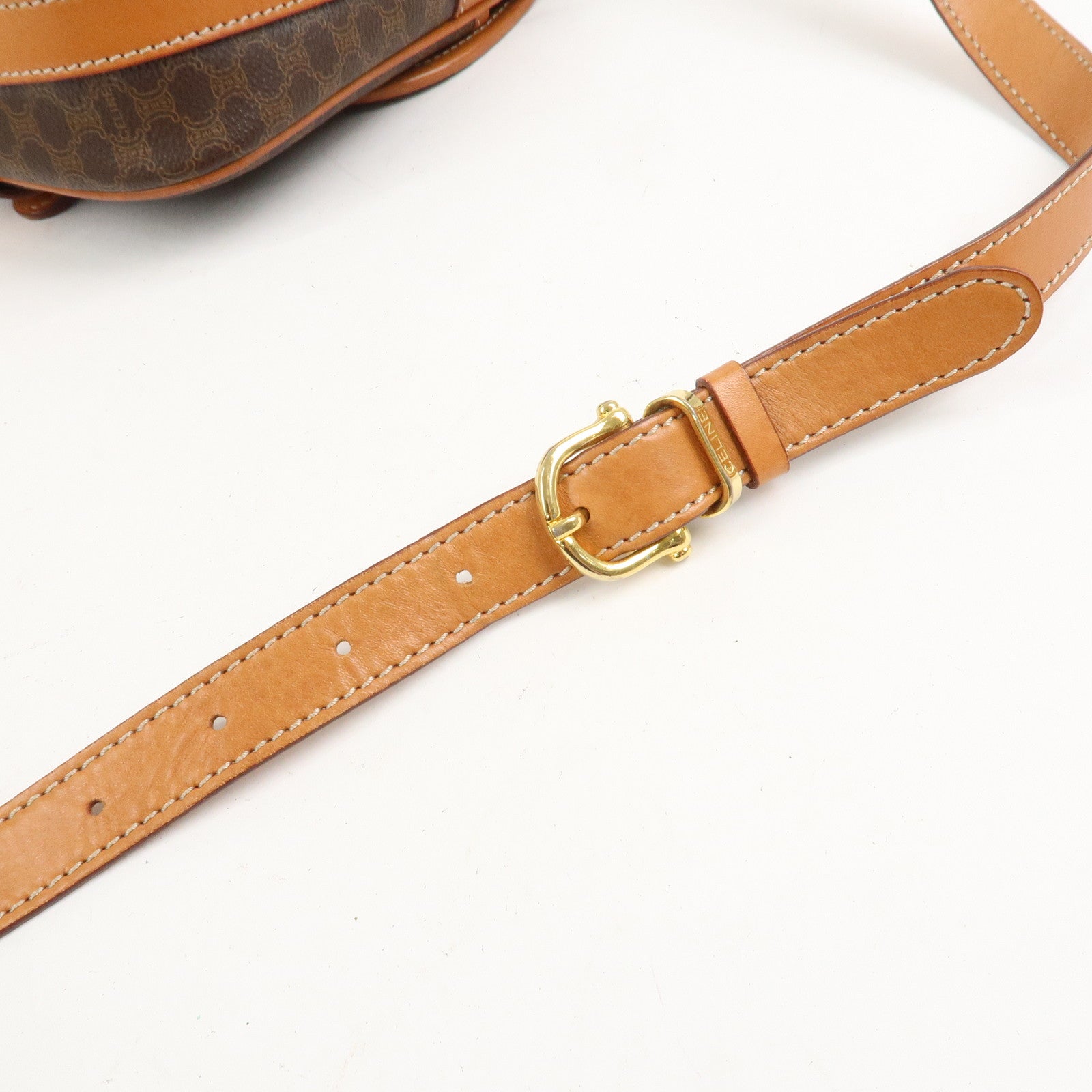 CELINE Macadam PVC Leather Shoulder Bag Brown