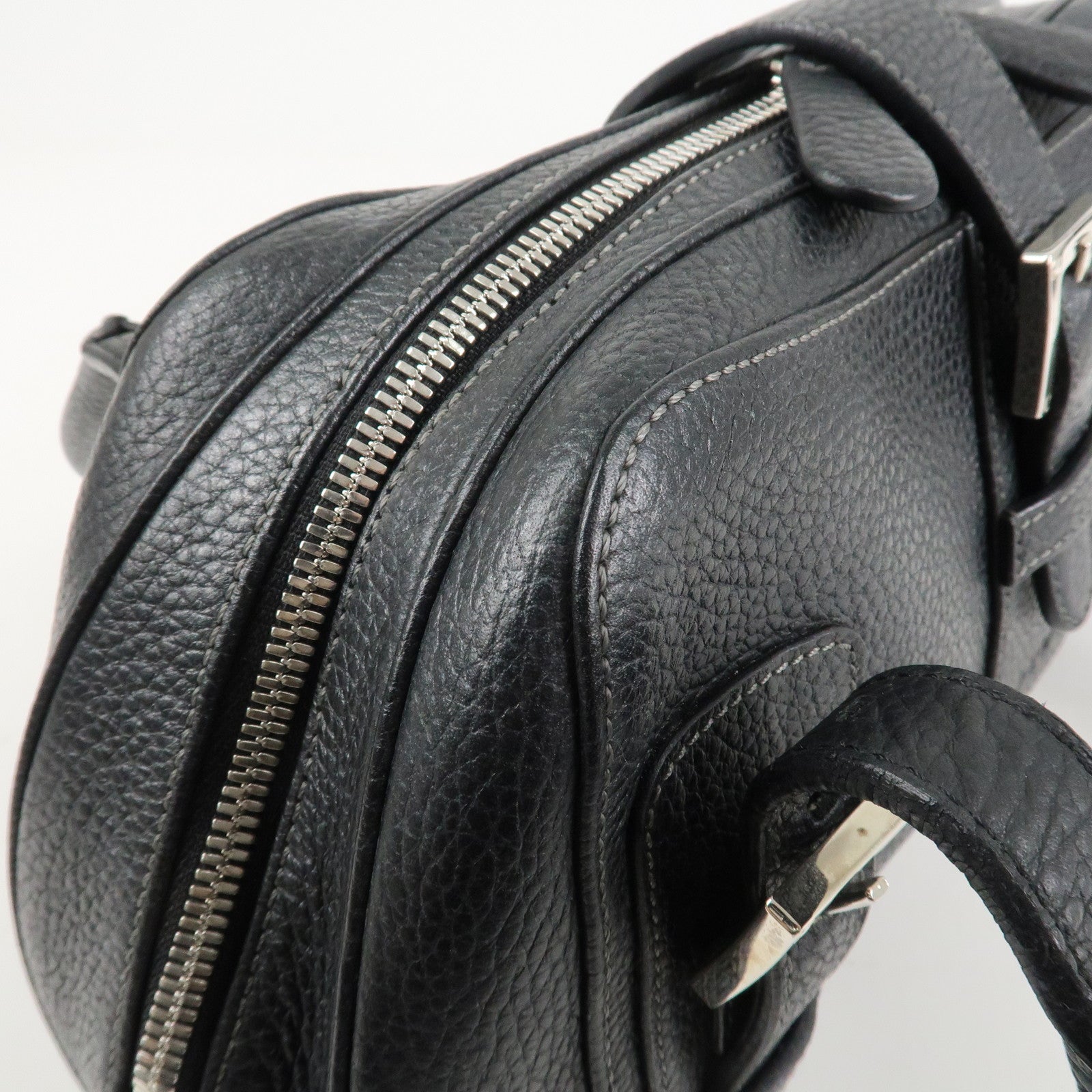 LOEWE Leather Senda Shoulder Bag Hand Bag Black Silver Hardware