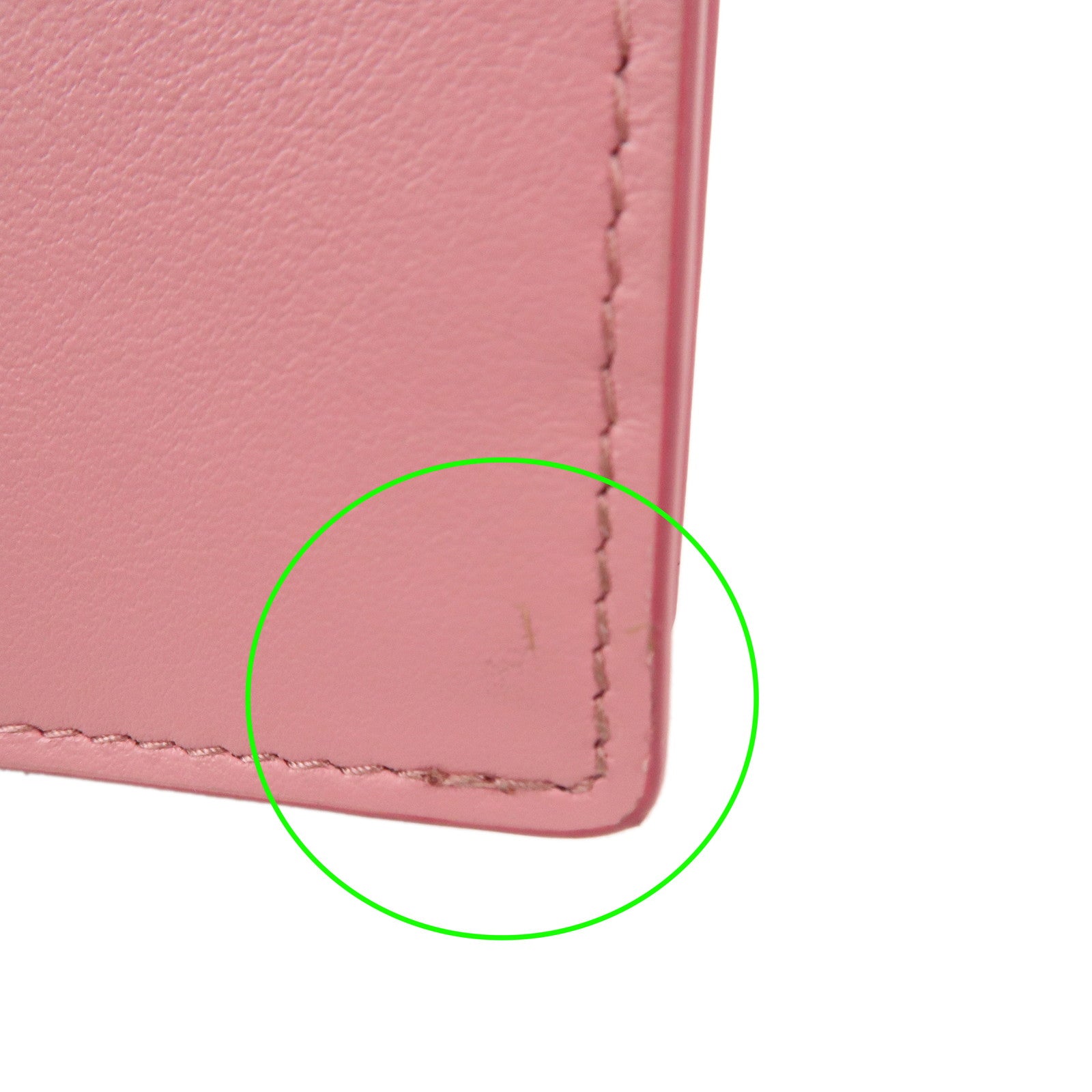 MIU MIU Leather Ribbon Bifold Card Case Pink Gray 5MBC011 Used