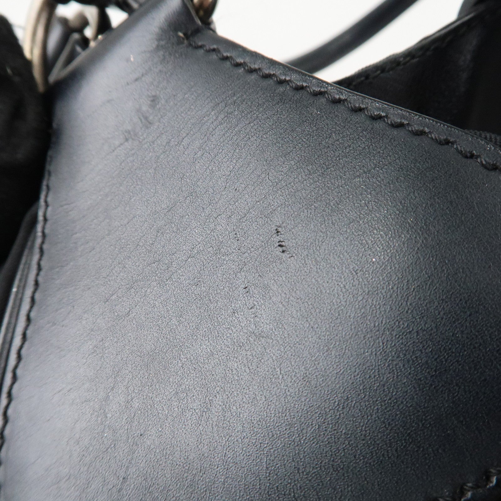 PRADA Moon Silhouette Shoulder Bag Hand bag Black Silver HDW BR0828 Used
