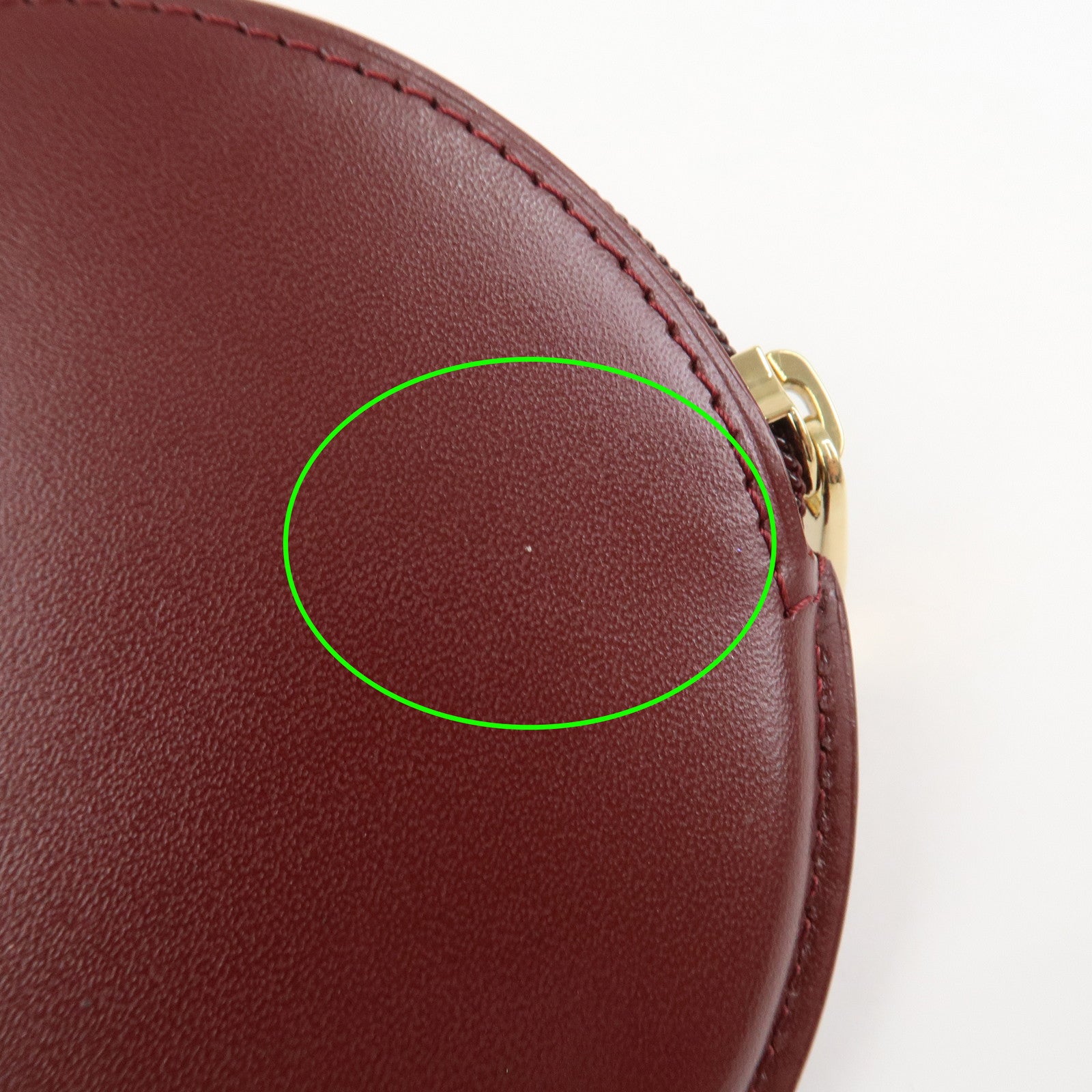 Cartier Must Line Leather Coin Case Coin Purse Wine Red