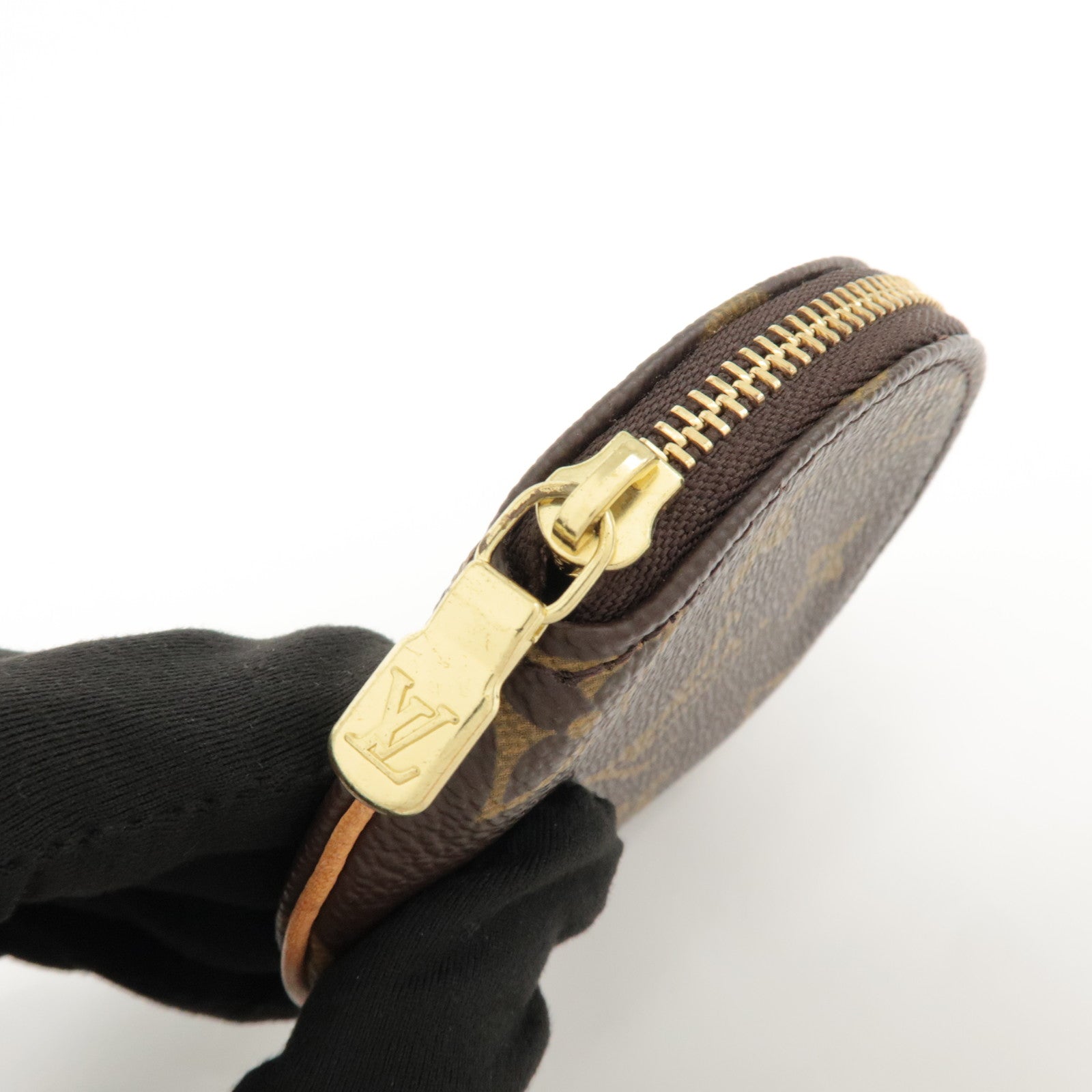 Louis Vuitton Monogram Porte Monnaie Rond Coin Case Brown M61926 Used