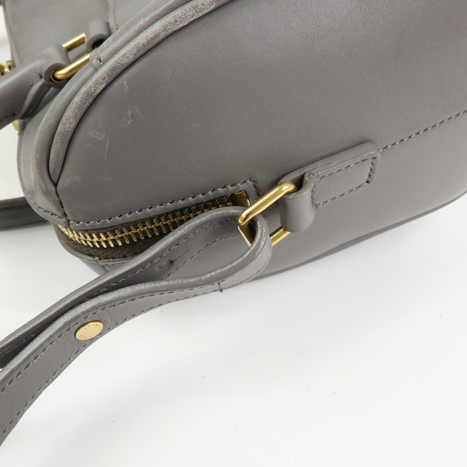 SAINT LAURENT PARIS Baby Duffle Leather 2WAY Hand Bag Gray 330958