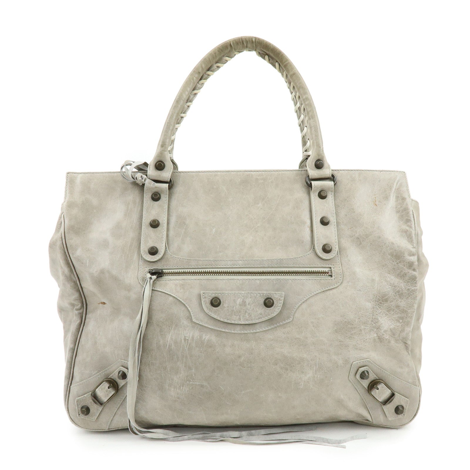 BALENCIAGA The Shopping Leather Tote Bag Shoulder Bag Gray