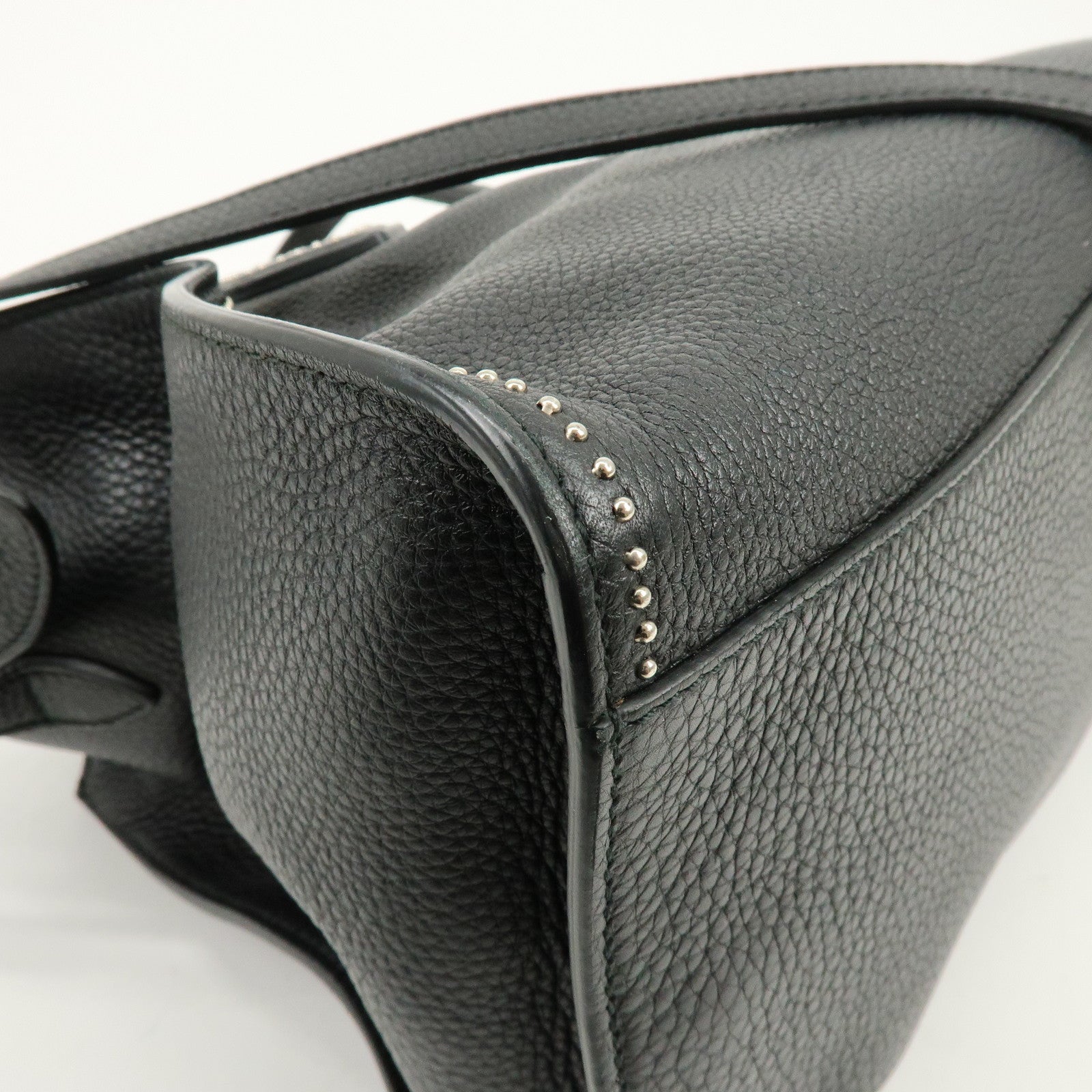 GUCCI Calf Leather Studs 2Way Hand Bag Shoulder Bag Black 370822