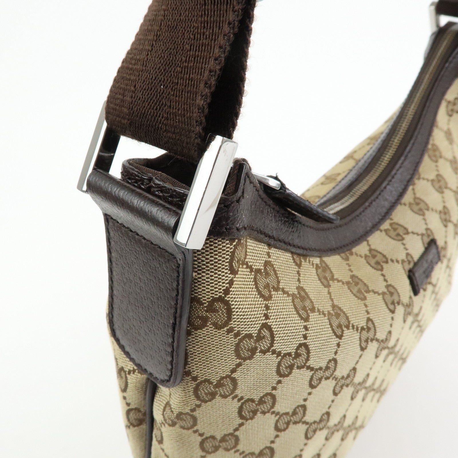 GUCCI GG Canvas Leather Shoulder Bag Crossbody Bag Beige 181092