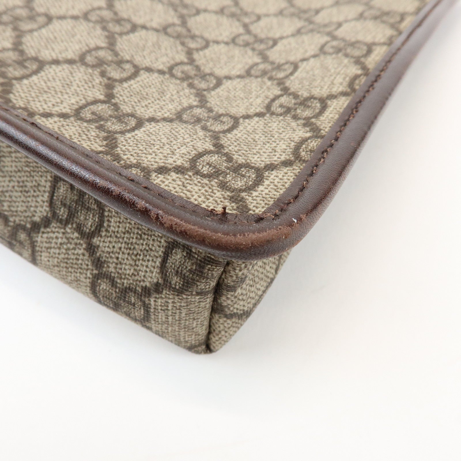 GUCCI GG Supreme PVC Leather Shoulder Crossbody Bag Brown 92562