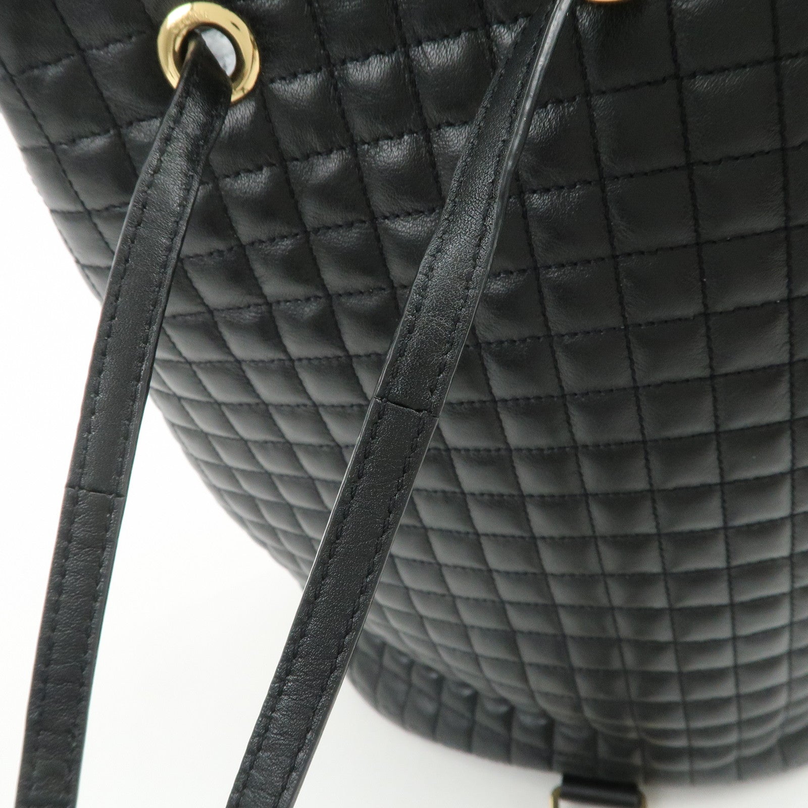 CELINE Logo Leather Backpack Rucksuck Shoulder Bag Black