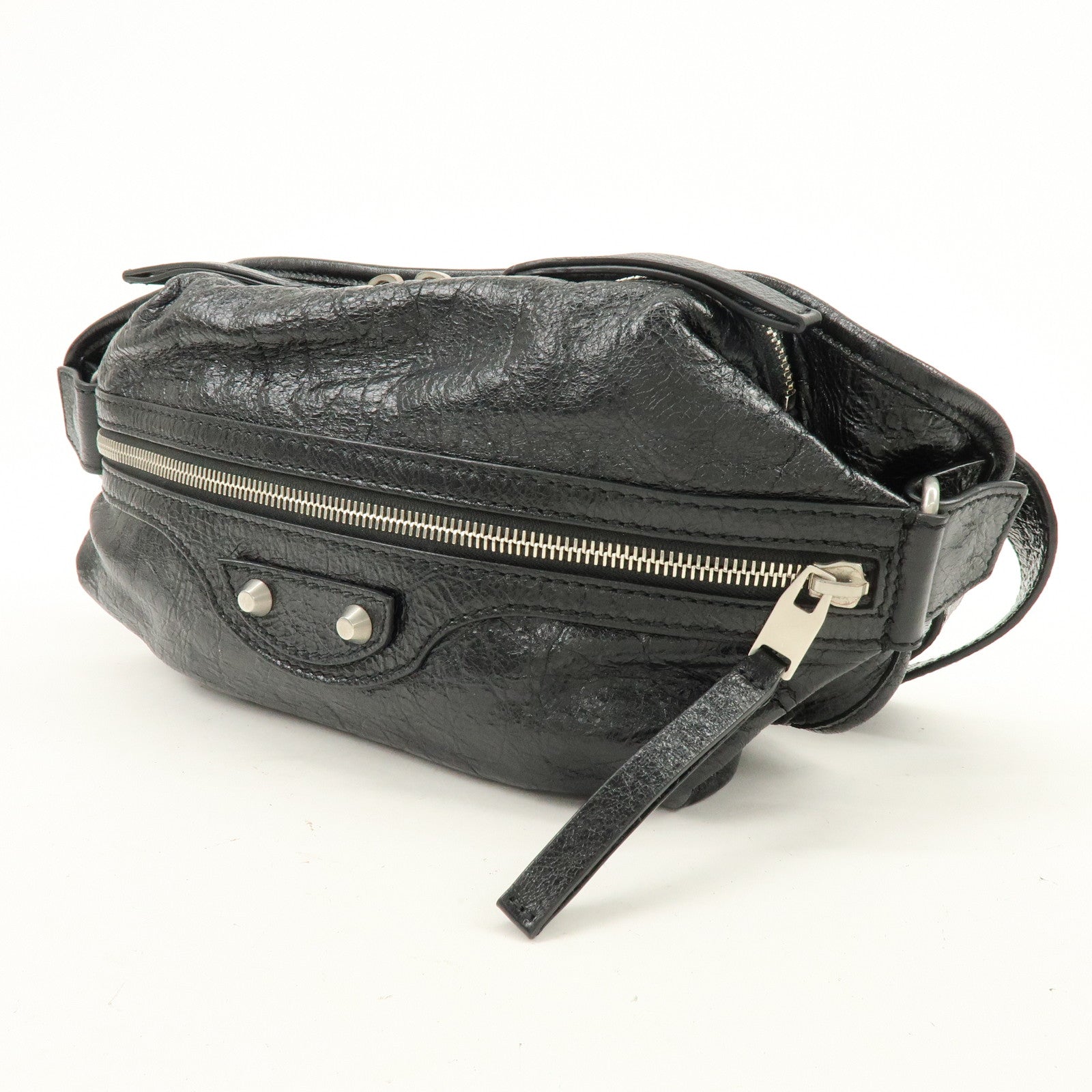 BALENCIAGA Neo Lift Leather Waist Bag Body Bag Style Black 542013