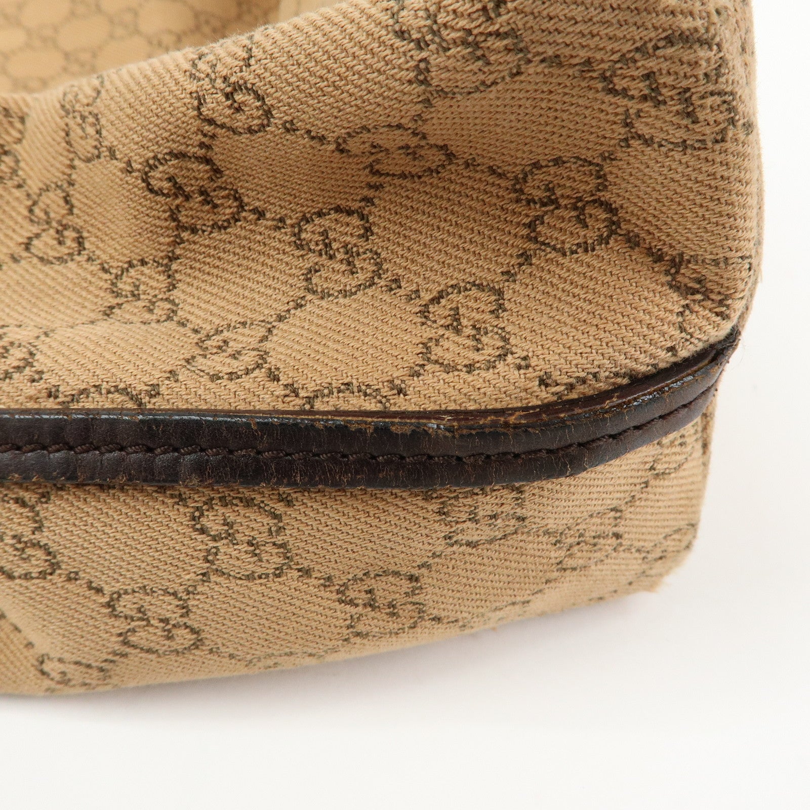 GUCCI GG Denim Leather Tote Bag Shoulder Bag Brown Beige 101340