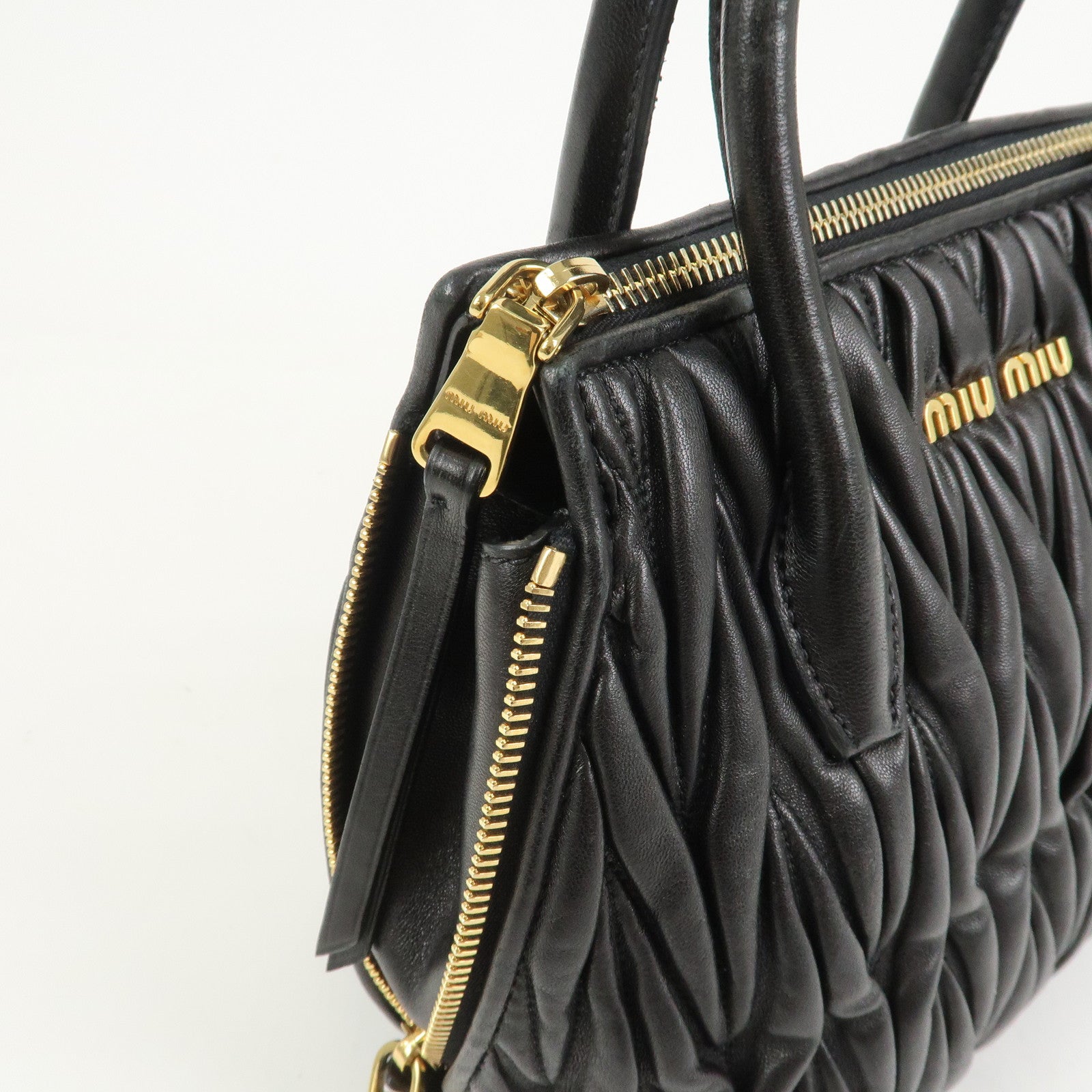 MIU MIU Matelasse Leather 2Way Bag Hand Bag Shoulder Bag 5BA003