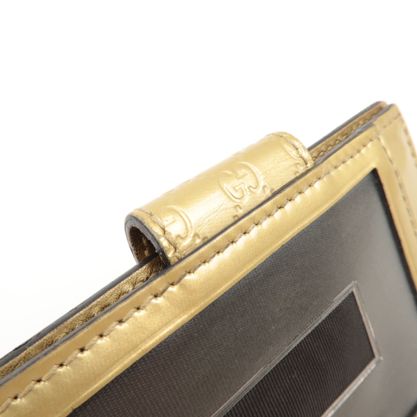 GUCCI Micro Guccissima Leather Card Case Gold 224261 Used