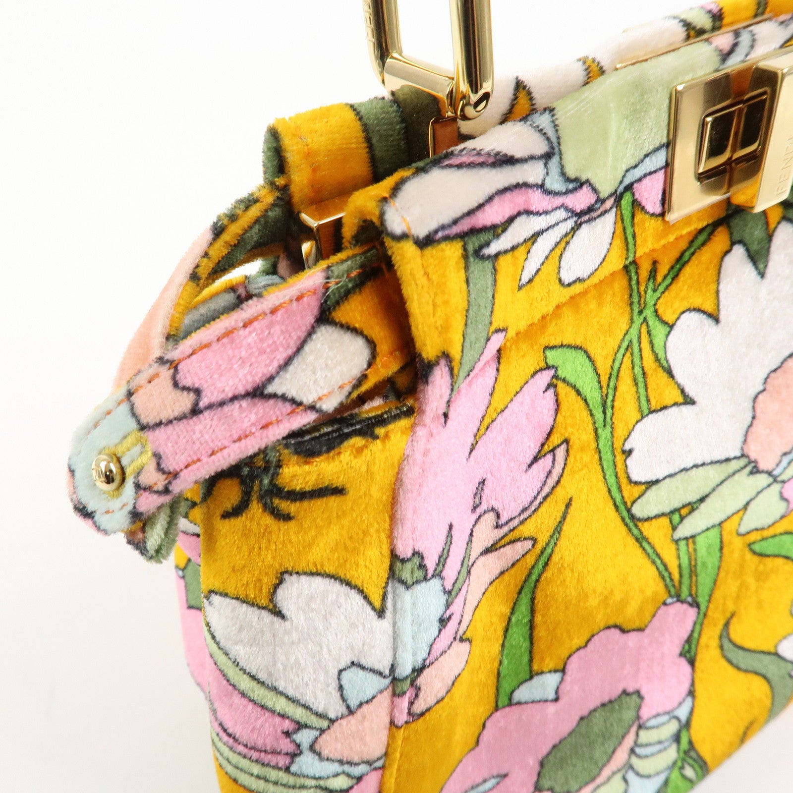 FENDI Peekaboo Small Velour 2Way Shoulder Bag Hand Bag BN244