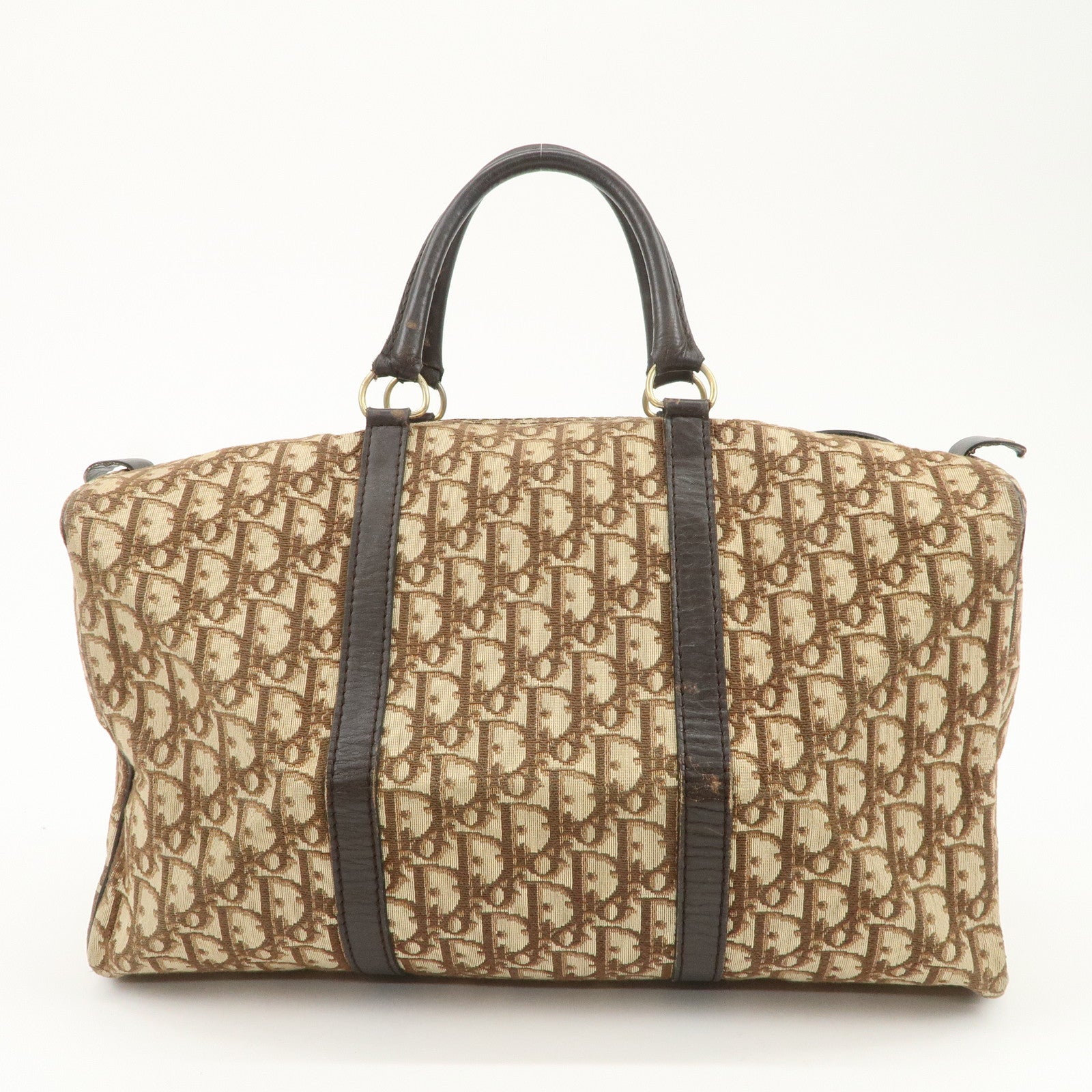 Christian Dior Trotter Jacquard Canvas Boston Bag Hand Bag Brown