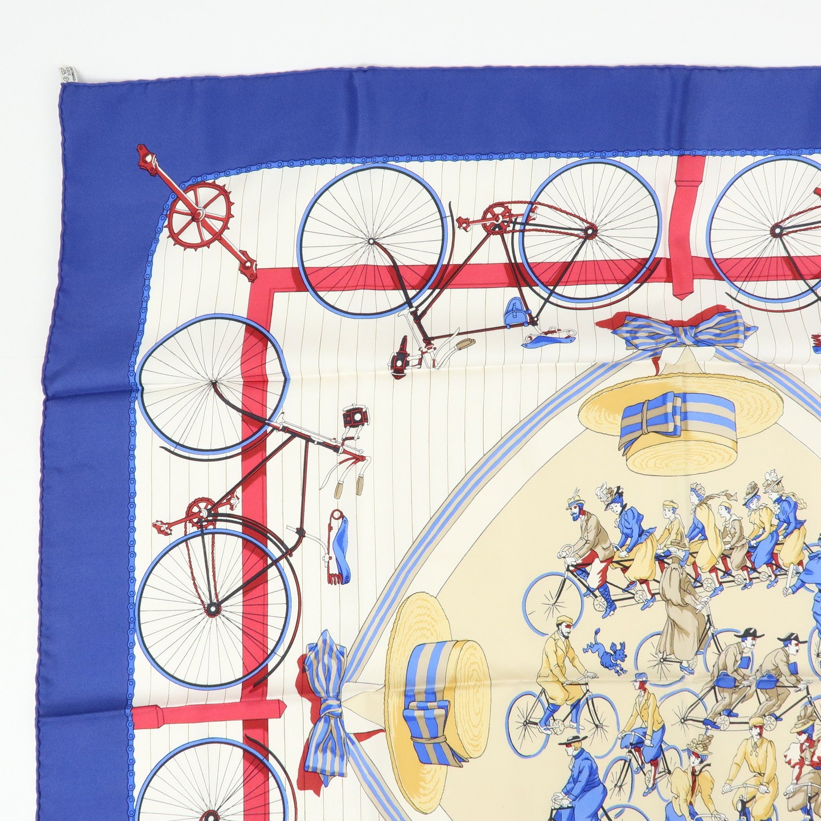 HERMES Carre 90 Set of 2 Silk 100% Scarf Navy Beige Brown