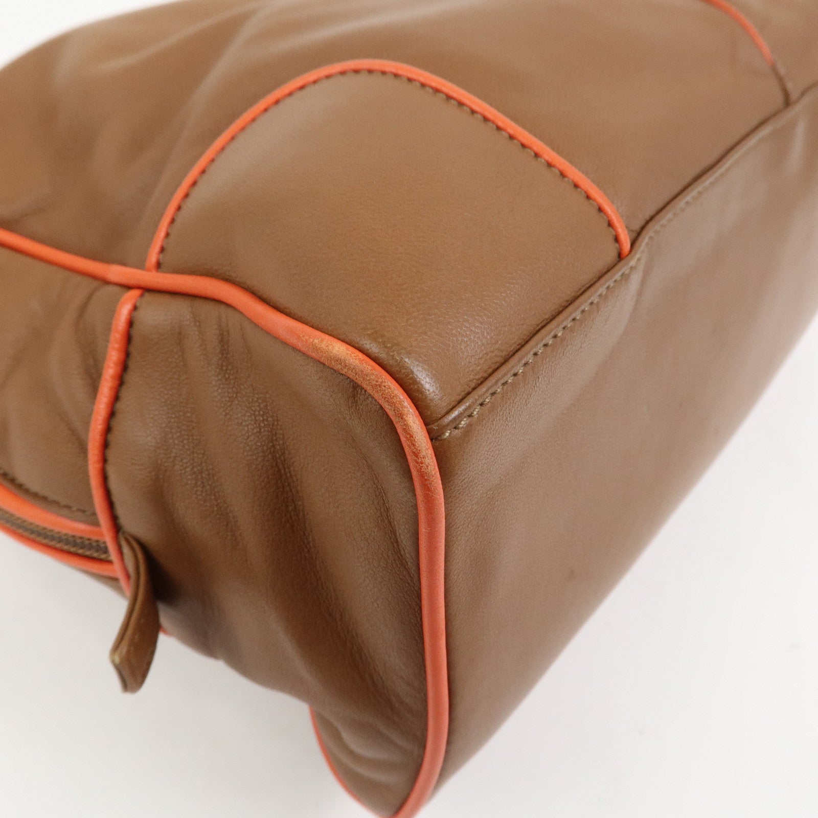 LOEWE Logo Nappa Leather Mini Hand Bag Boston Bag Brown
