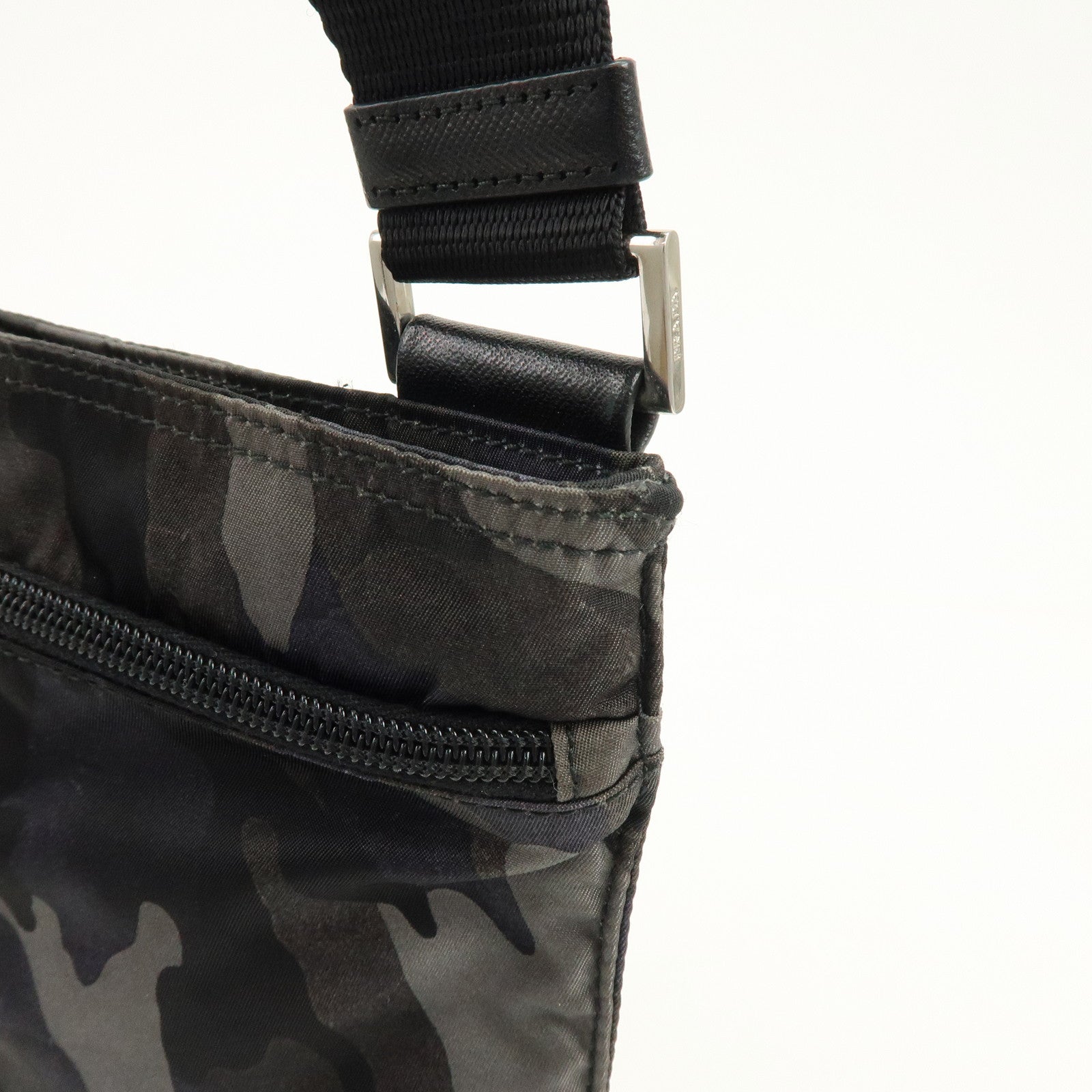 PRADA Triangle Logo Nylon Shoulder Crossbody Bag Camouflage Black