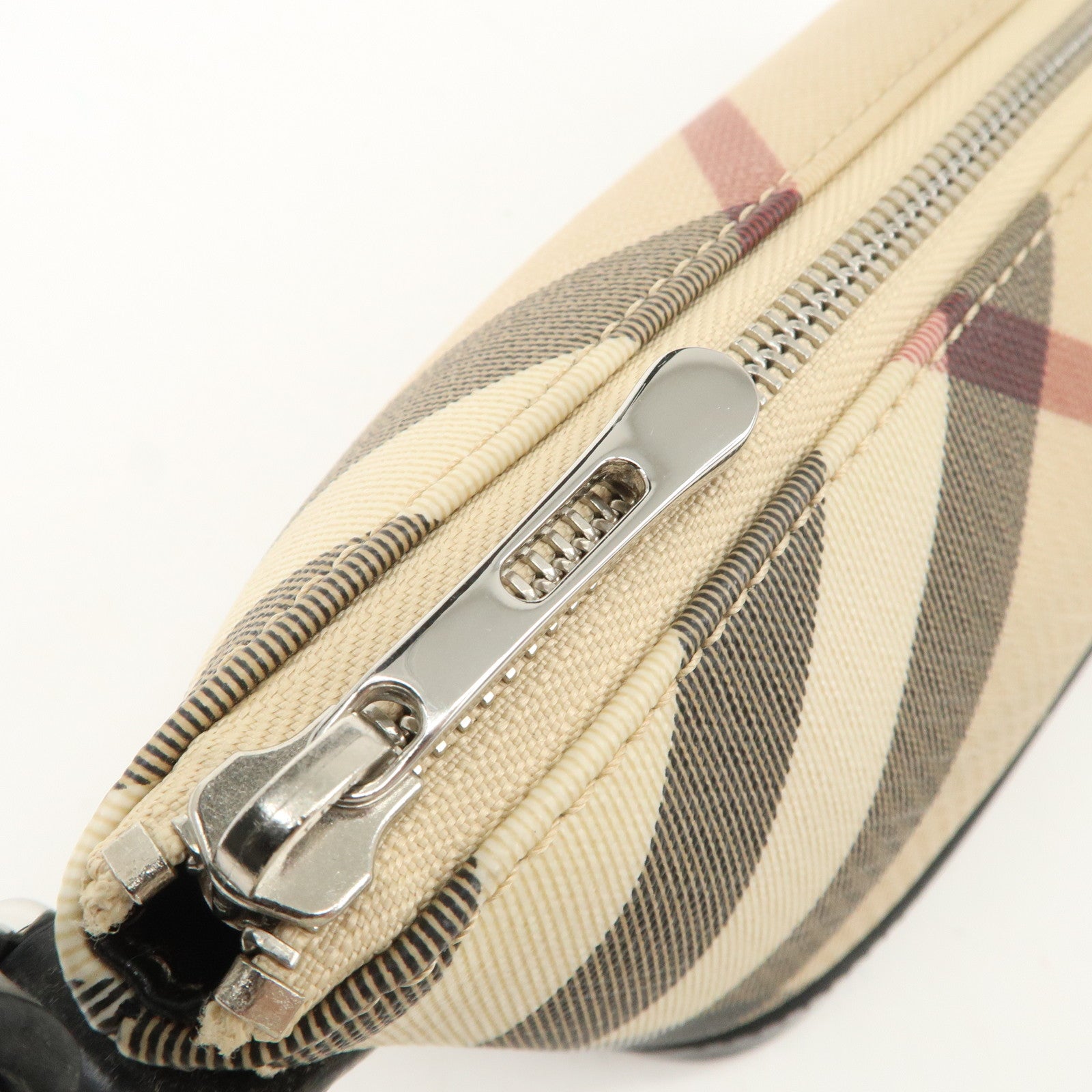 BURBERRY Leather PVC Boat Bag Hand Bag Shoulder Bag Nova Plaid Black Used