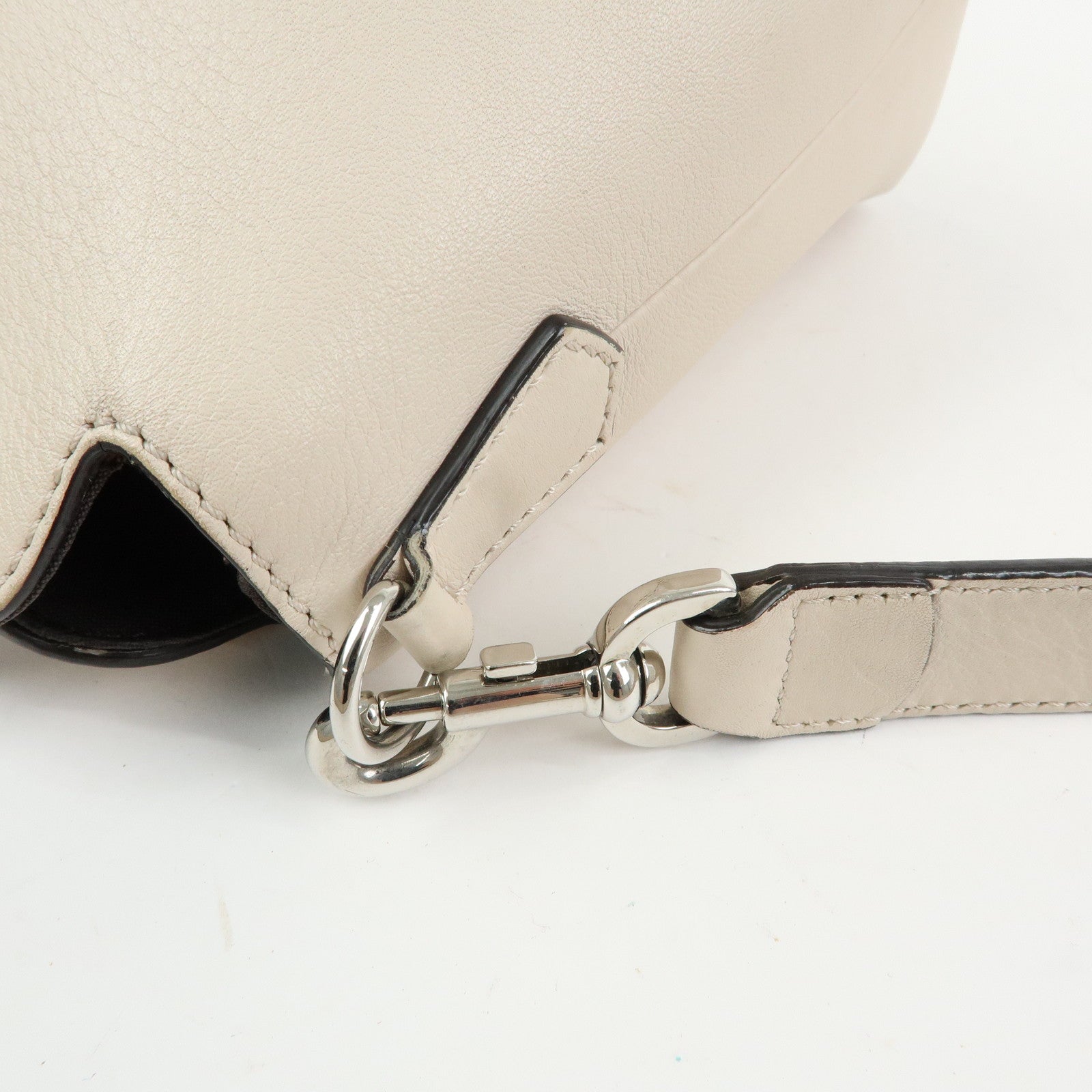 FENDI By The Way Leather Medium 2Way Hand Shoulder Bag Ivory 8BL124