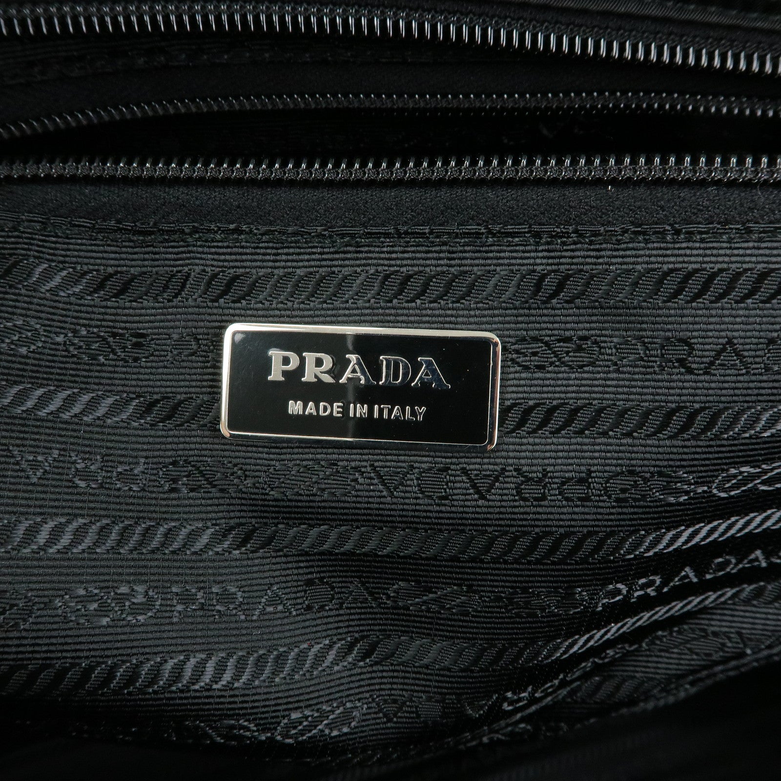 PRADA Triangle Logo Nylon Saffiano Leather Boston Bag Black VS0069