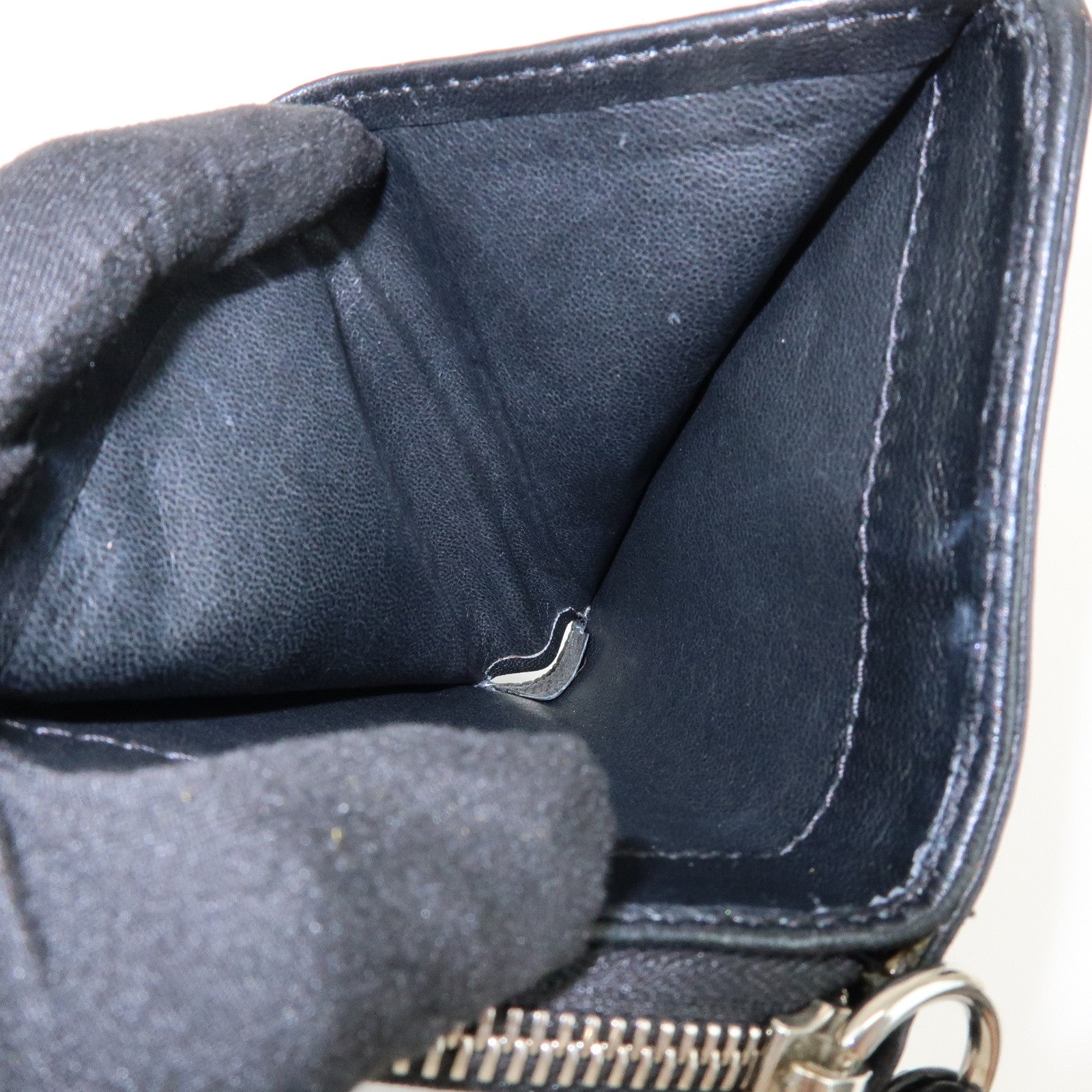 Chloe Logo Leather Round Zippy Compact Wallet Black