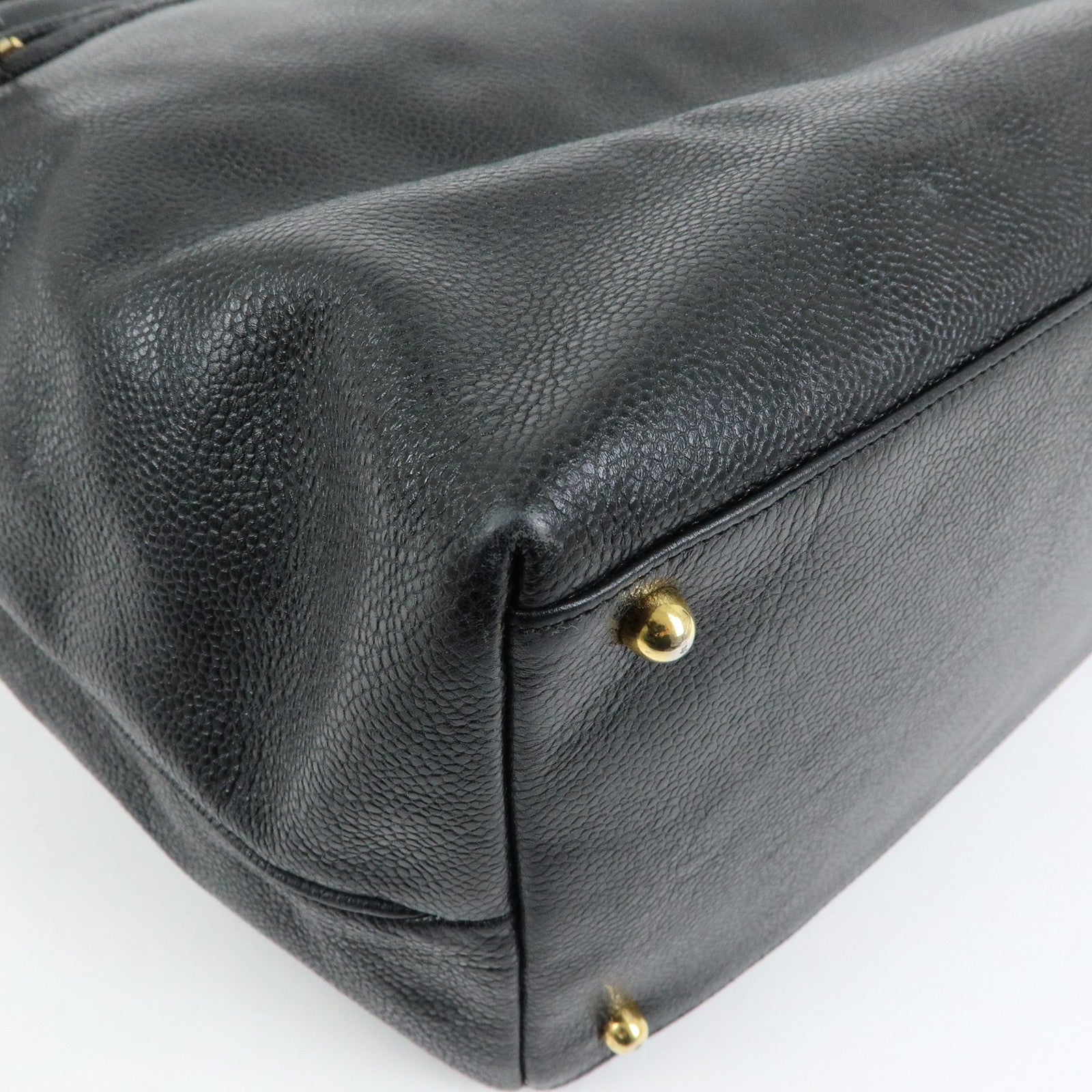 CHANEL Large COCO Mark Cavairskin Shoulder Bag Black
