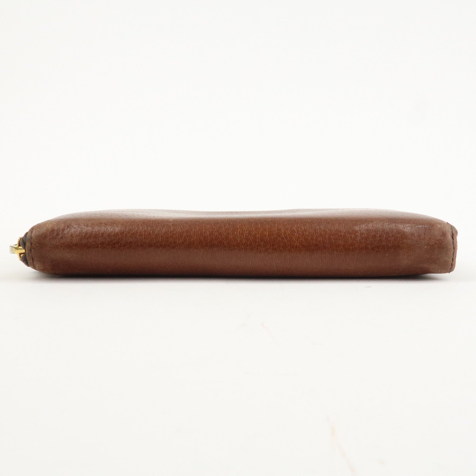 PRADA Saffiano Leather Round Zippy Long Wallet Brown 1M0506 Used