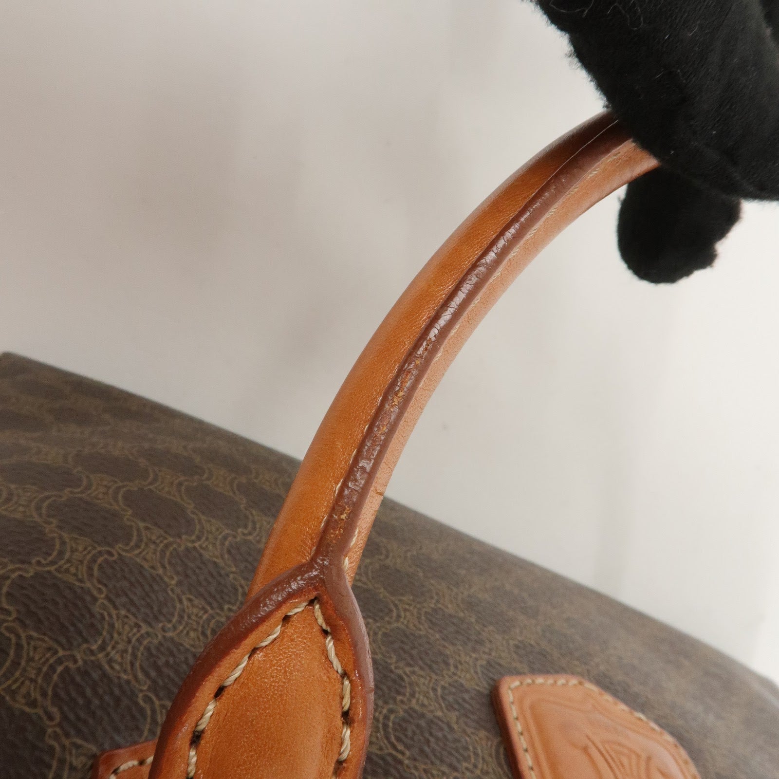 CELINE Macadam PVC Leather Boston Bag Hand Bag Brown