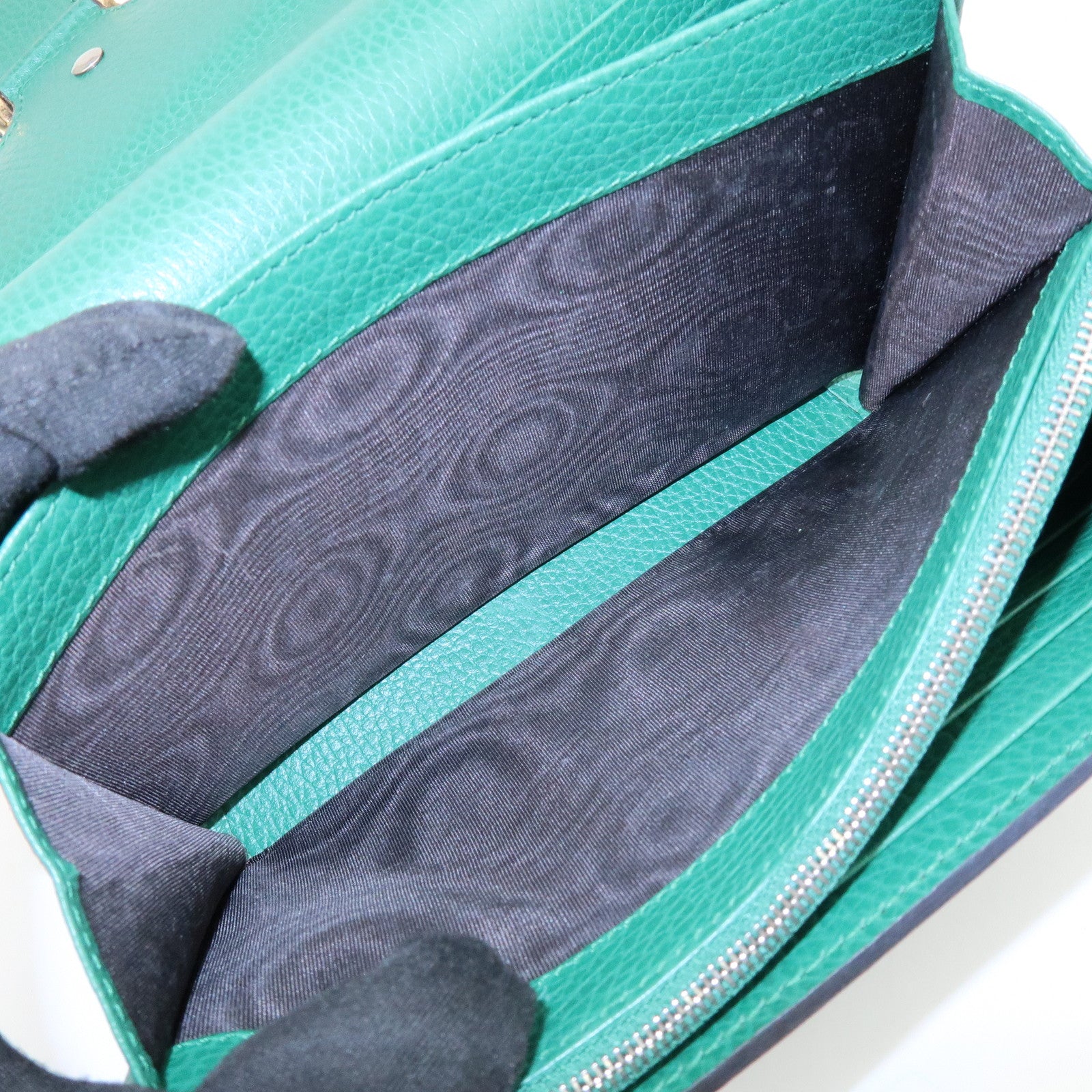 GUCCI Dionysus Leather Chain Shoulder Bag Wallet Green 401231