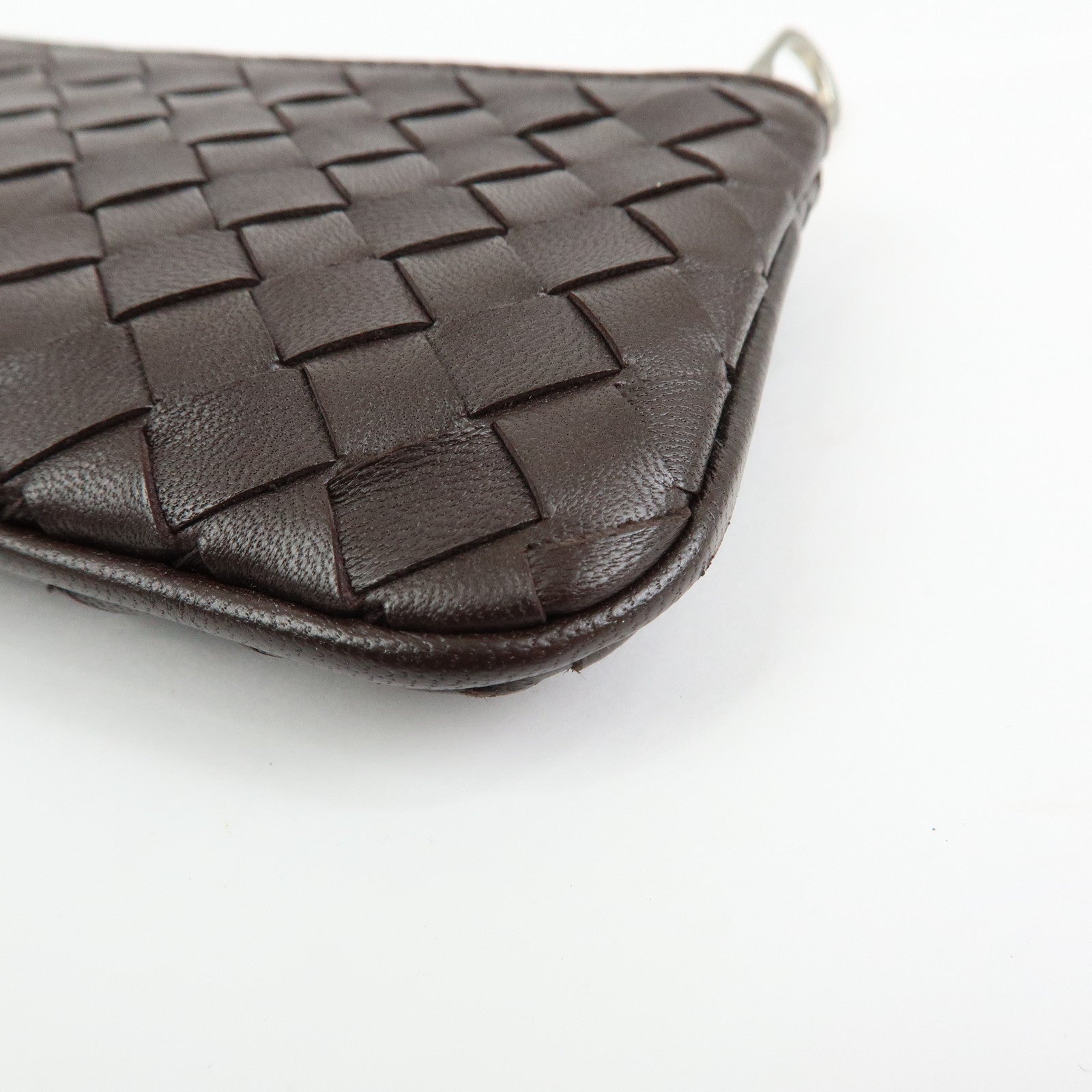 BOTTEGA VENETA Intrecciato Leather Coin Key Case Brown 131232