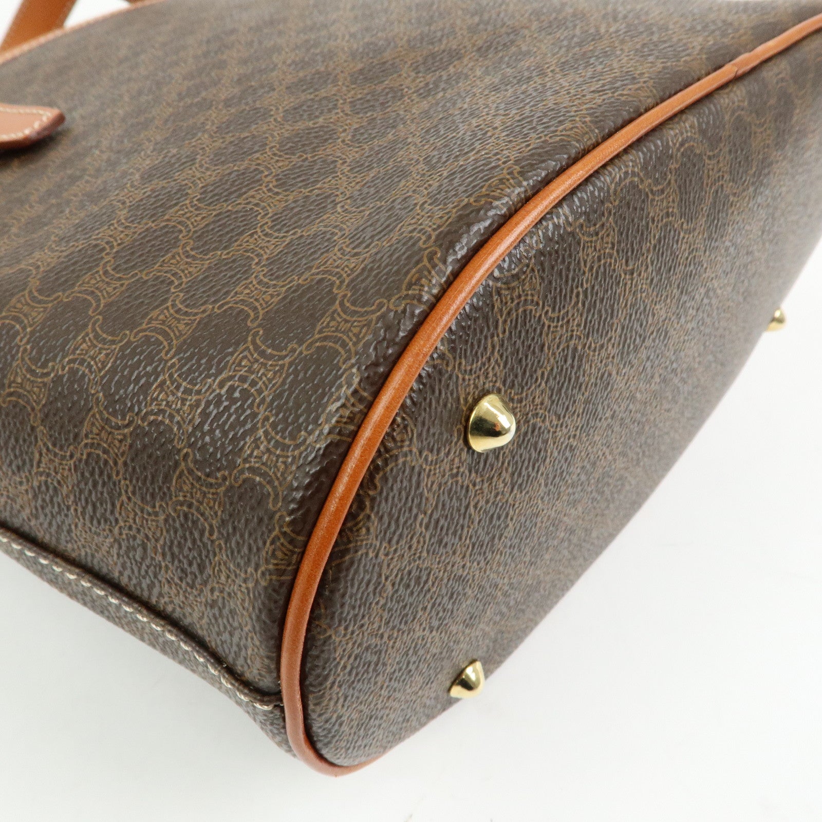CELINE Macadam PVC Leather Tote Bag Hand Bag Shoulder Bag Brown