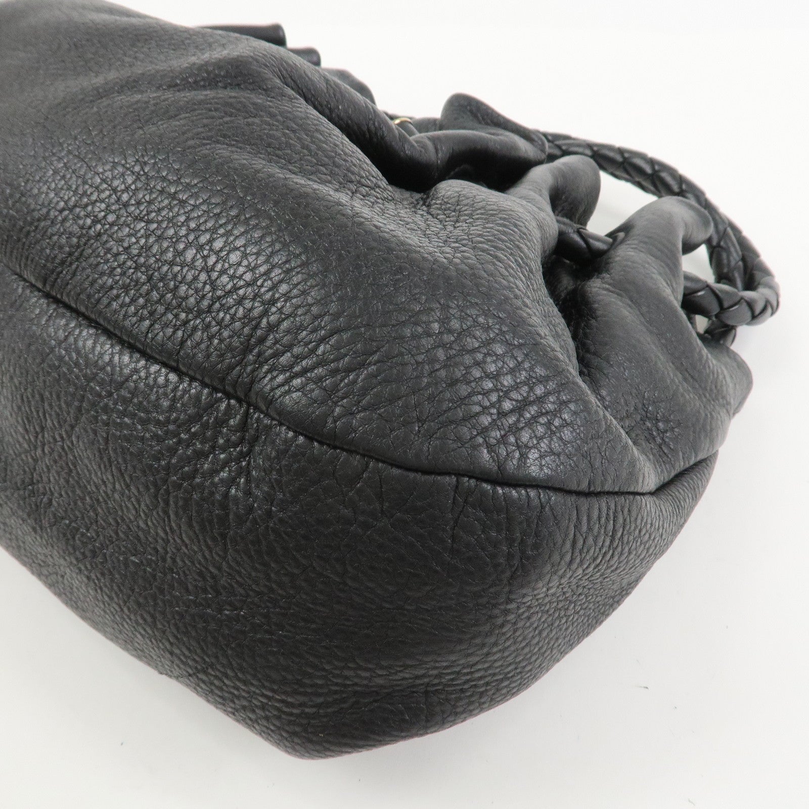 BOTTEGA VENETA Intrecciato Leather Hand Bag Shoulder Bag Black