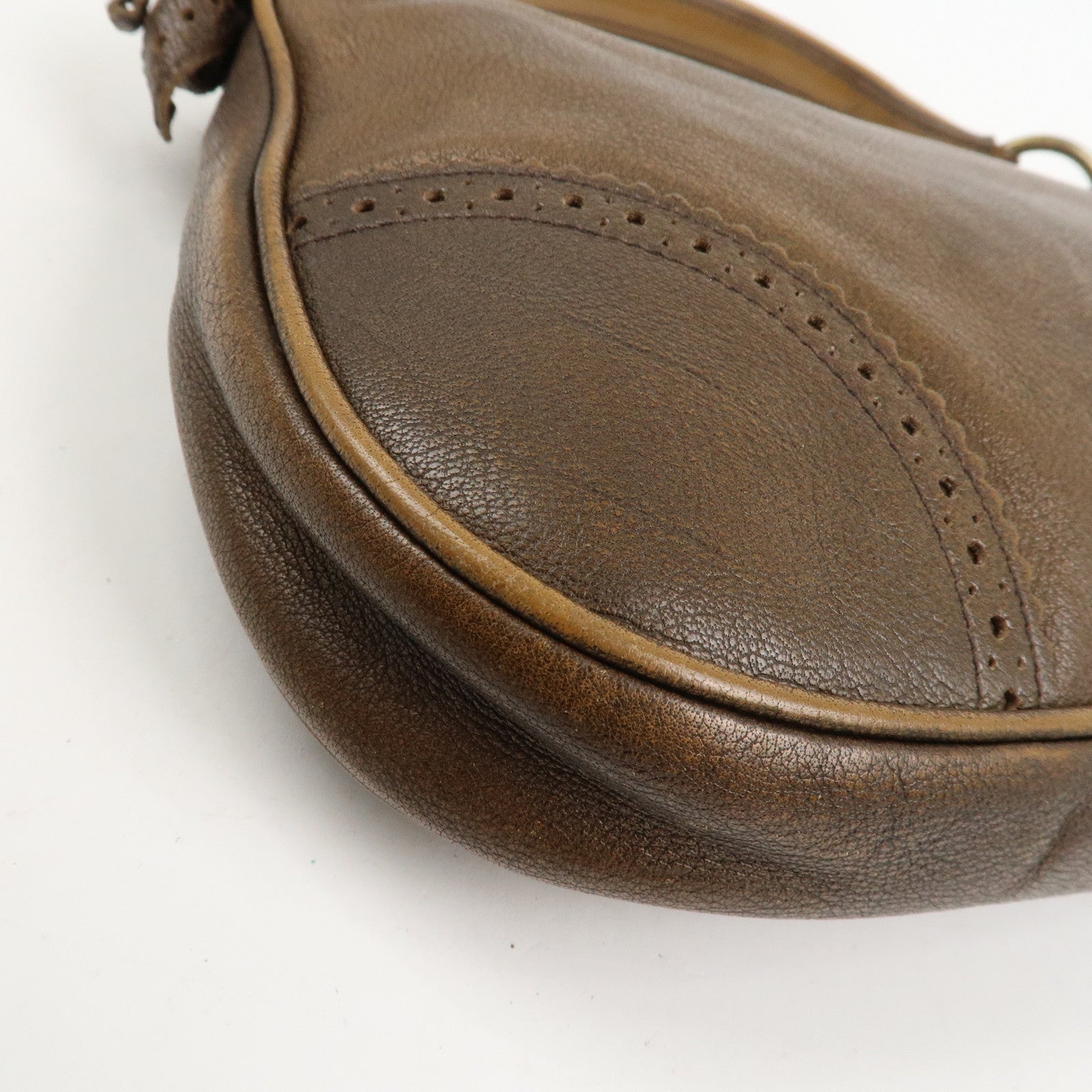 MIU MIU Leather Ribbon Hand Bag Shoulder Bag Dark Brown